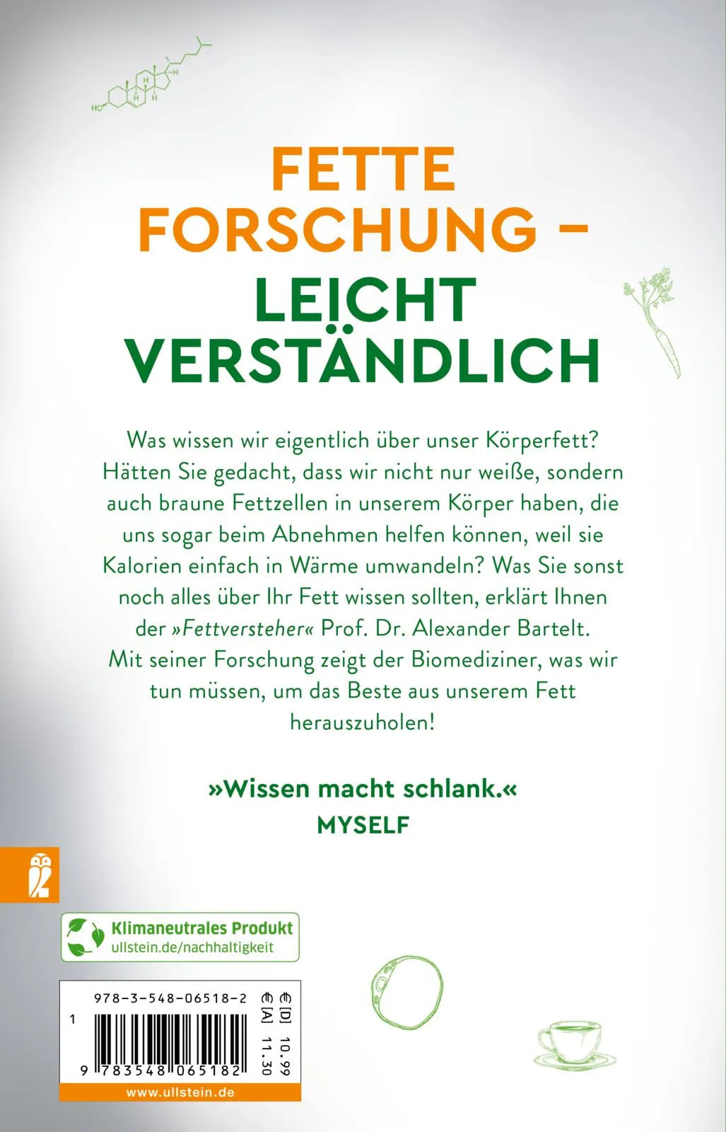 Buchrückseite von 'Der Fettversteher' mit Klappentext - Taschenbuch