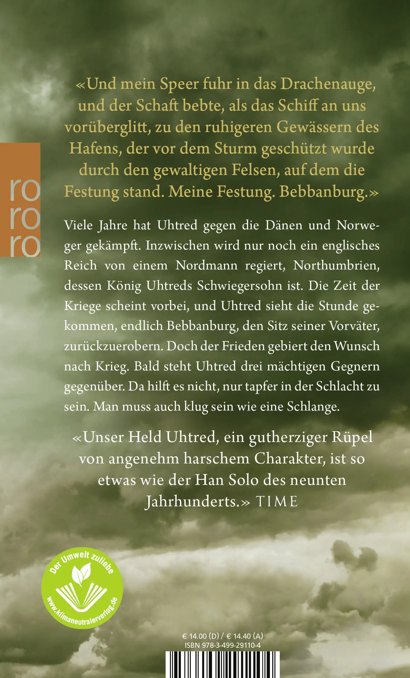 Buchrückseite von 'Der Flammenträger' mit Klappentext - Taschenbuch