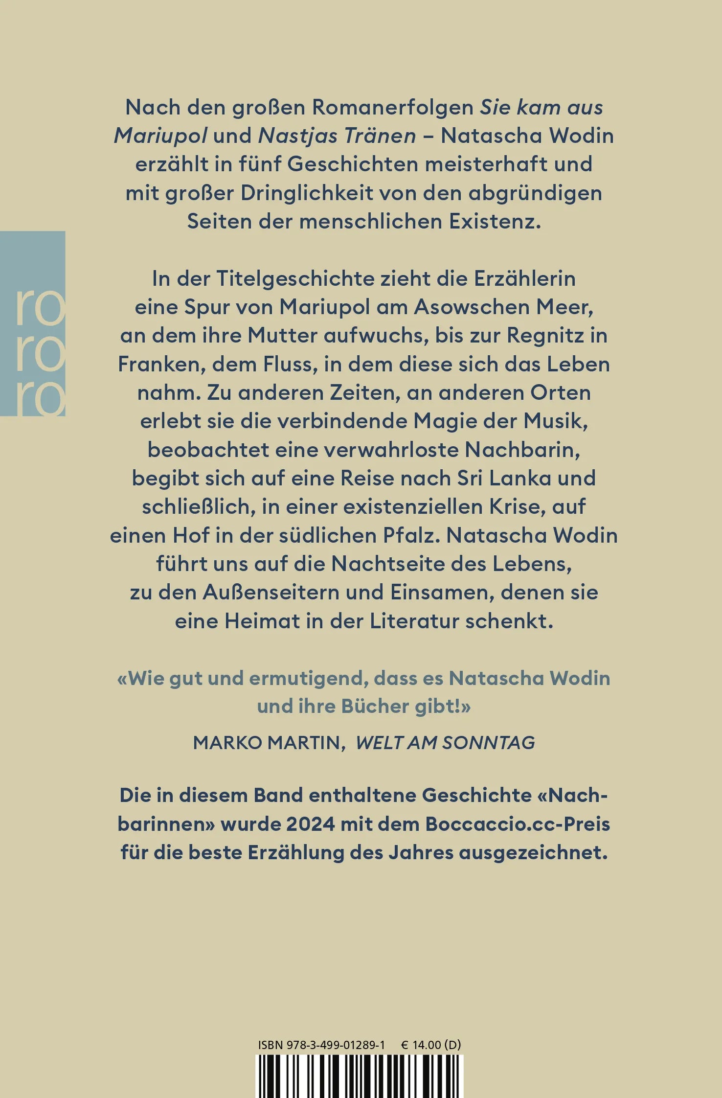 Buchrückseite von 'Der Fluss und das Meer' mit Klappentext - Taschenbuch