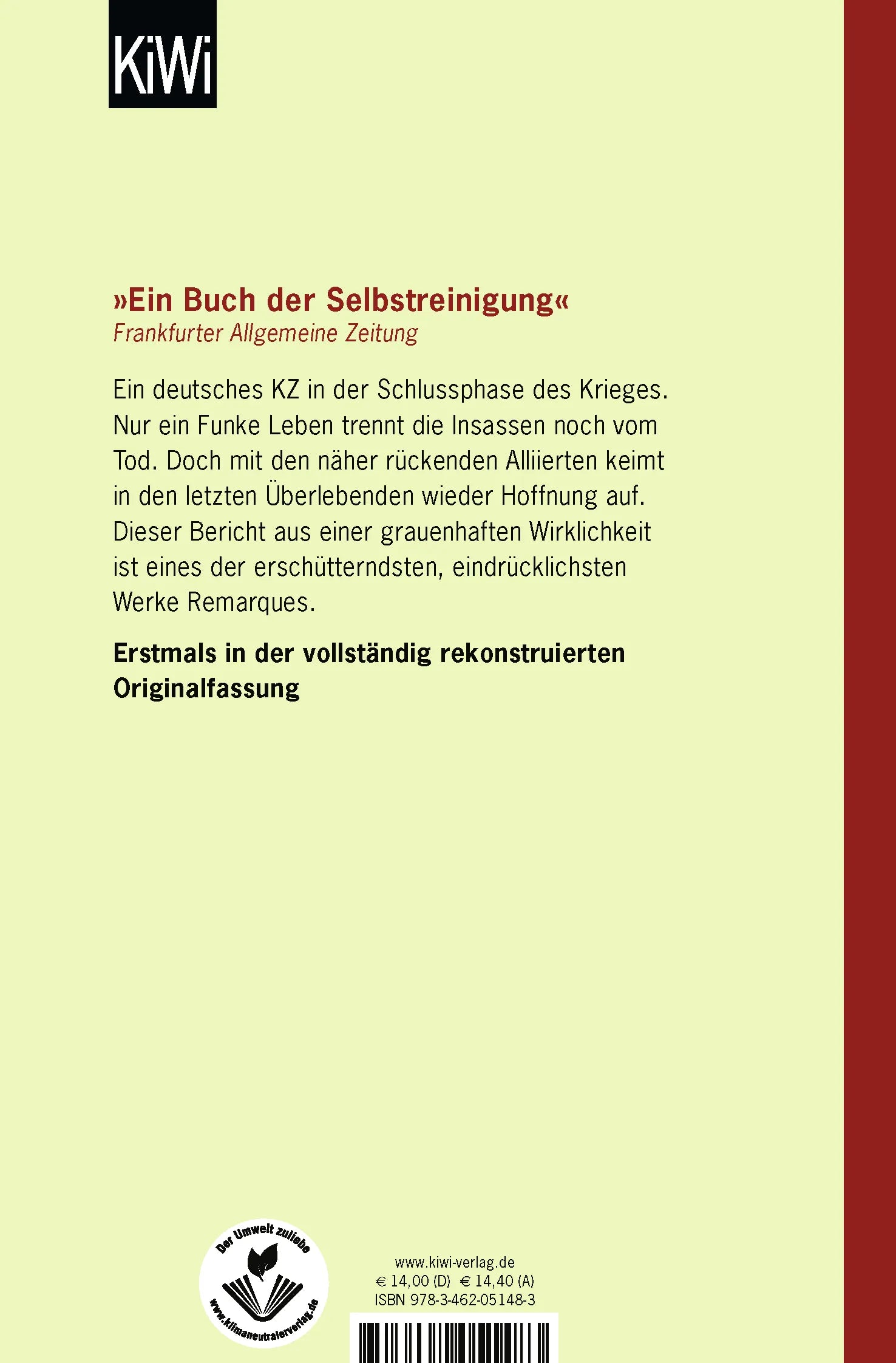 Buchrückseite von 'Der Funke Leben' mit Klappentext - Taschenbuch