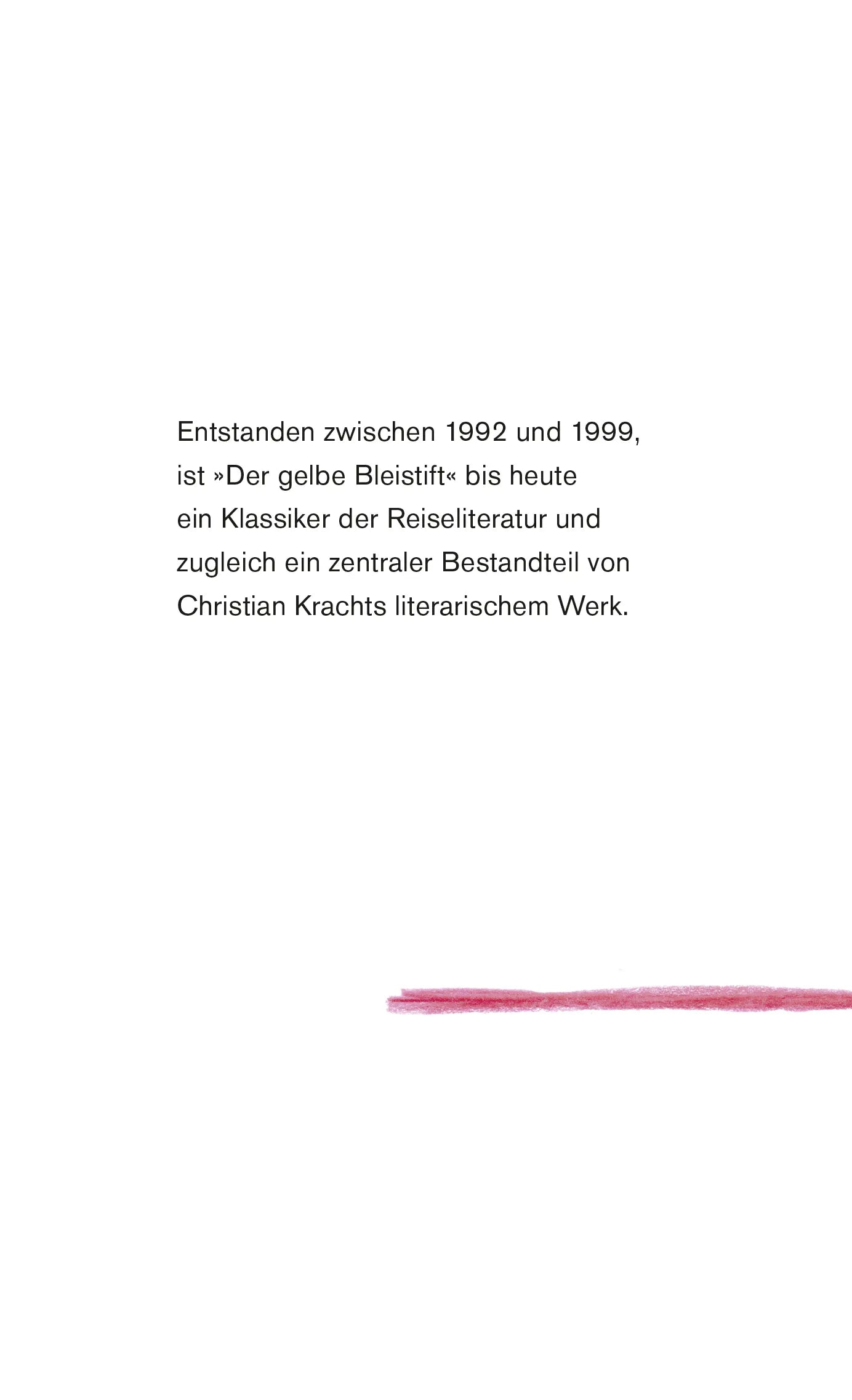 Buchrückseite von 'Der gelbe Bleistift' mit Klappentext - Gebundene Ausgabe
