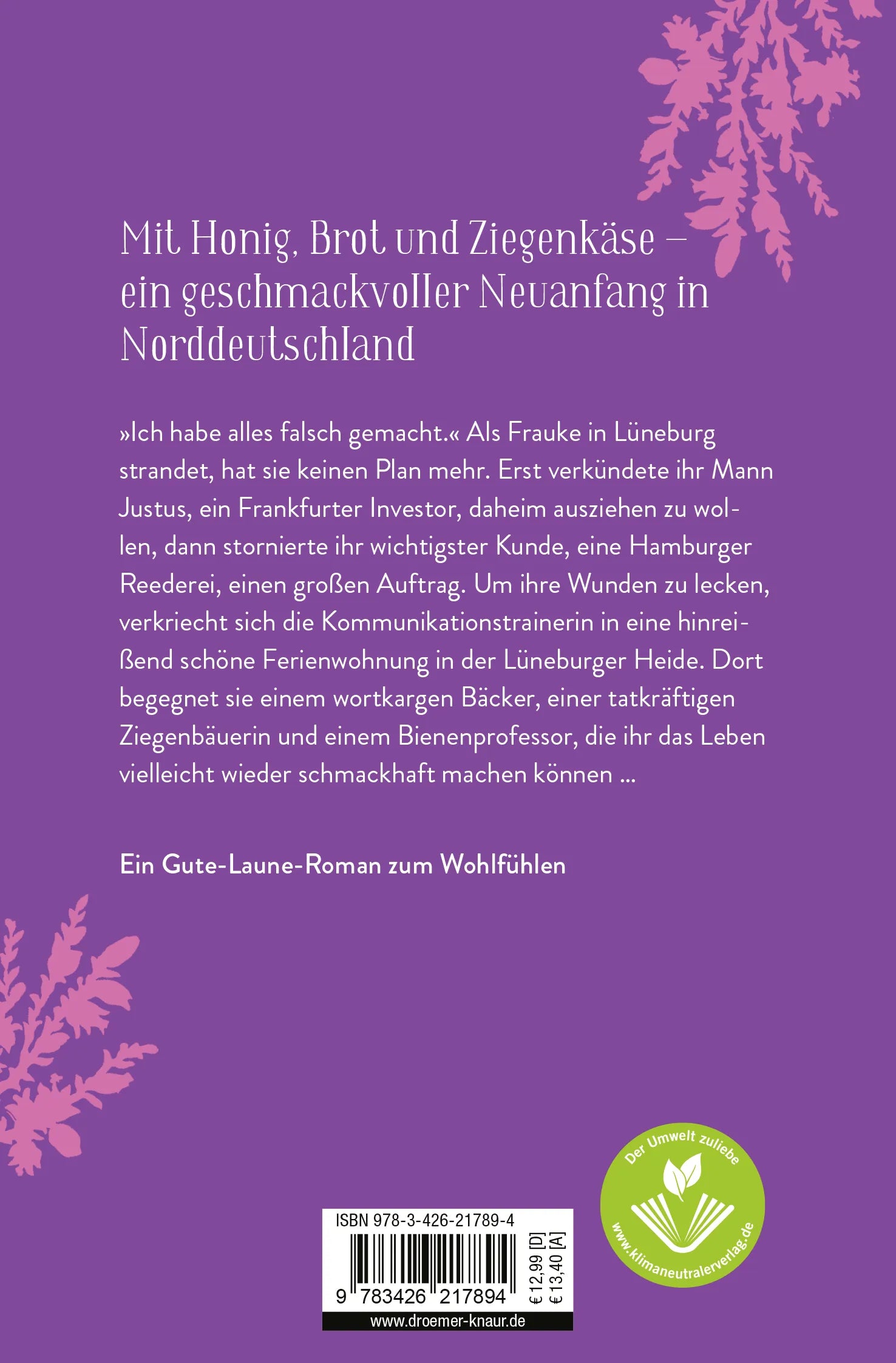 Buchrückseite von 'Der Geschmack des Lebens' mit Klappentext - Taschenbuch
