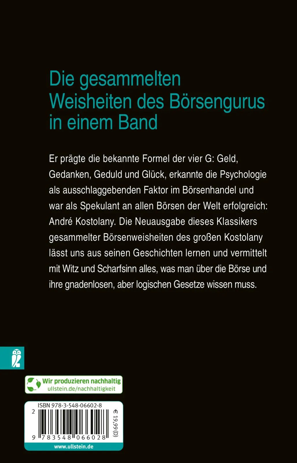Rückseite: Der große Kostolany (Taschenbuch)