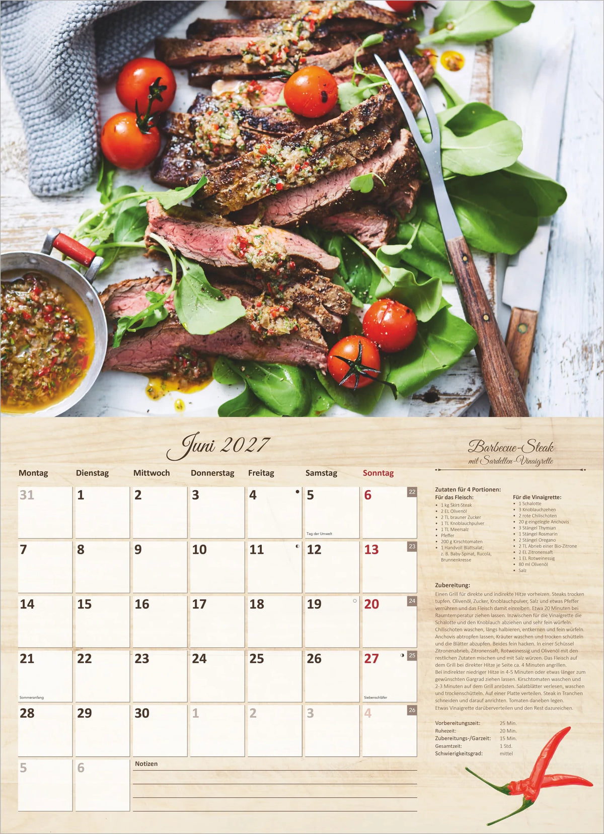 Der große Küchenkalender - mit saisonalen Rezepten für Genießer 2027 – Ansicht