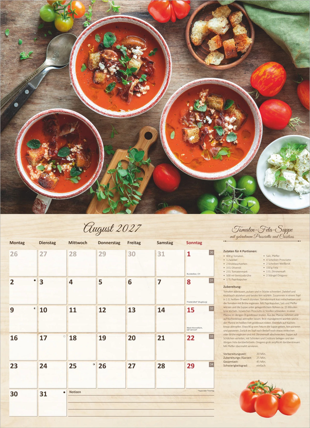 Der große Küchenkalender - mit saisonalen Rezepten für Genießer 2027 – Ansicht