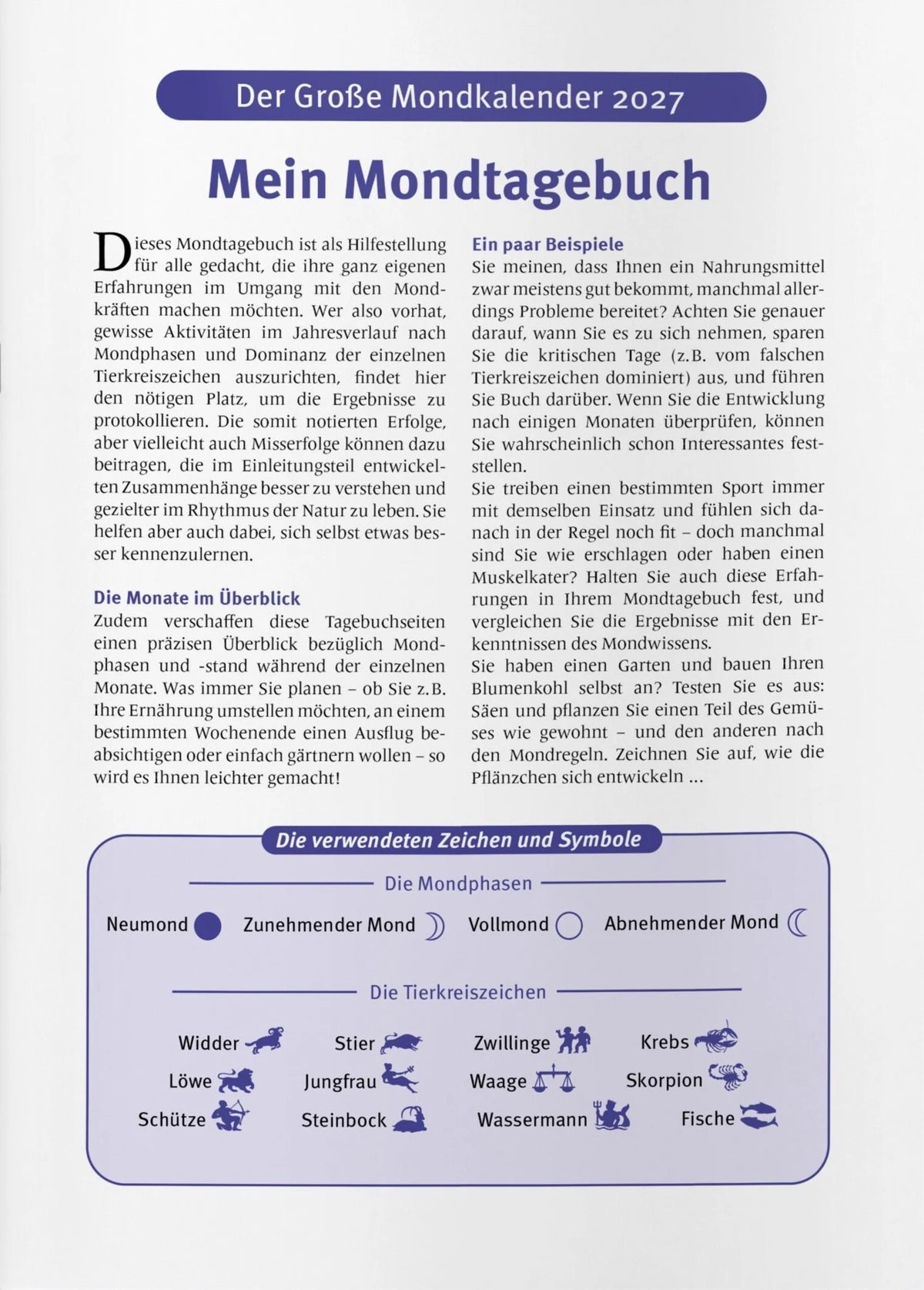 Der große Mondkalender 2027 – Ansicht