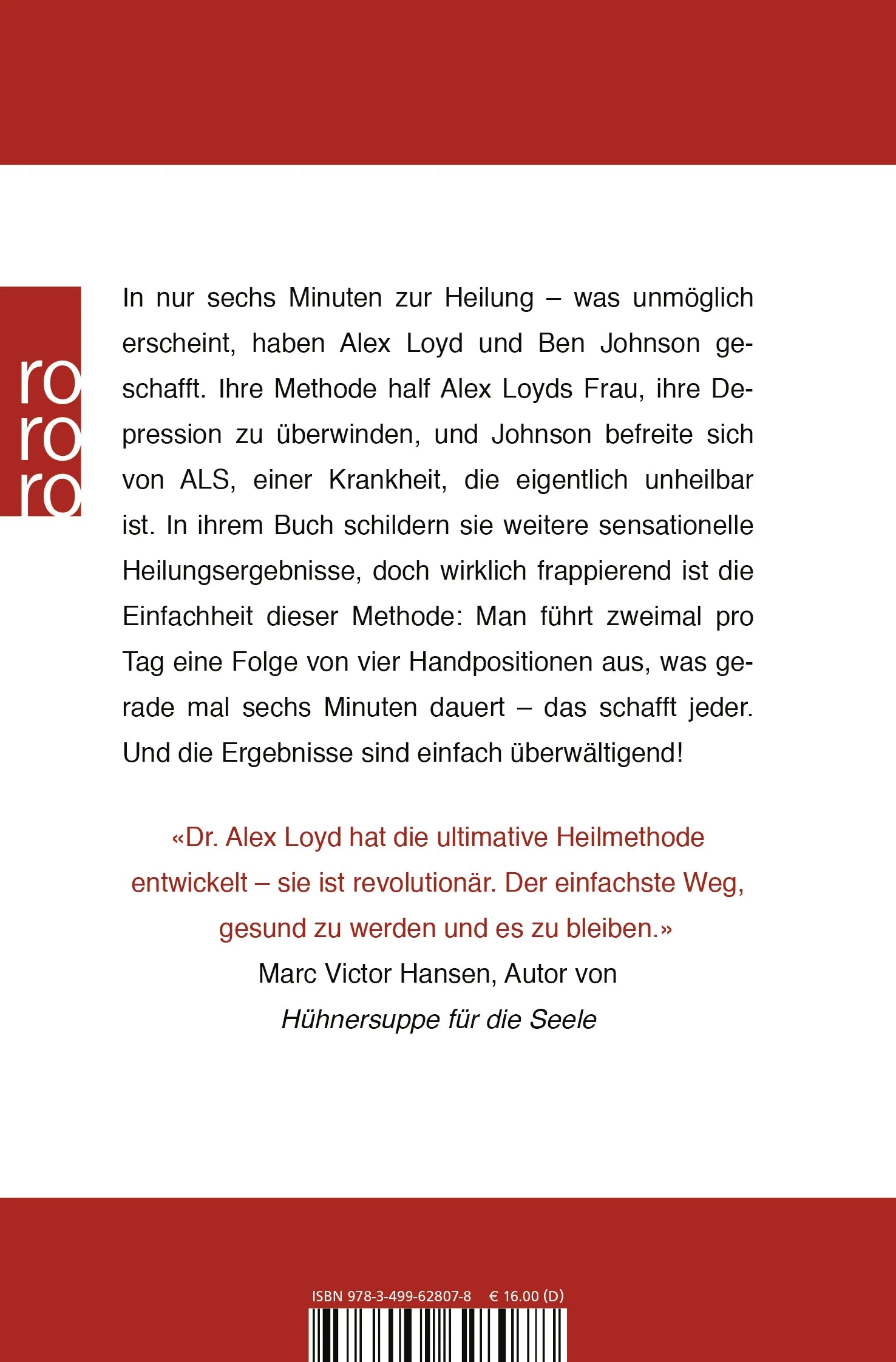 Buchrückseite von 'Der Healing Code' mit Klappentext - Taschenbuch