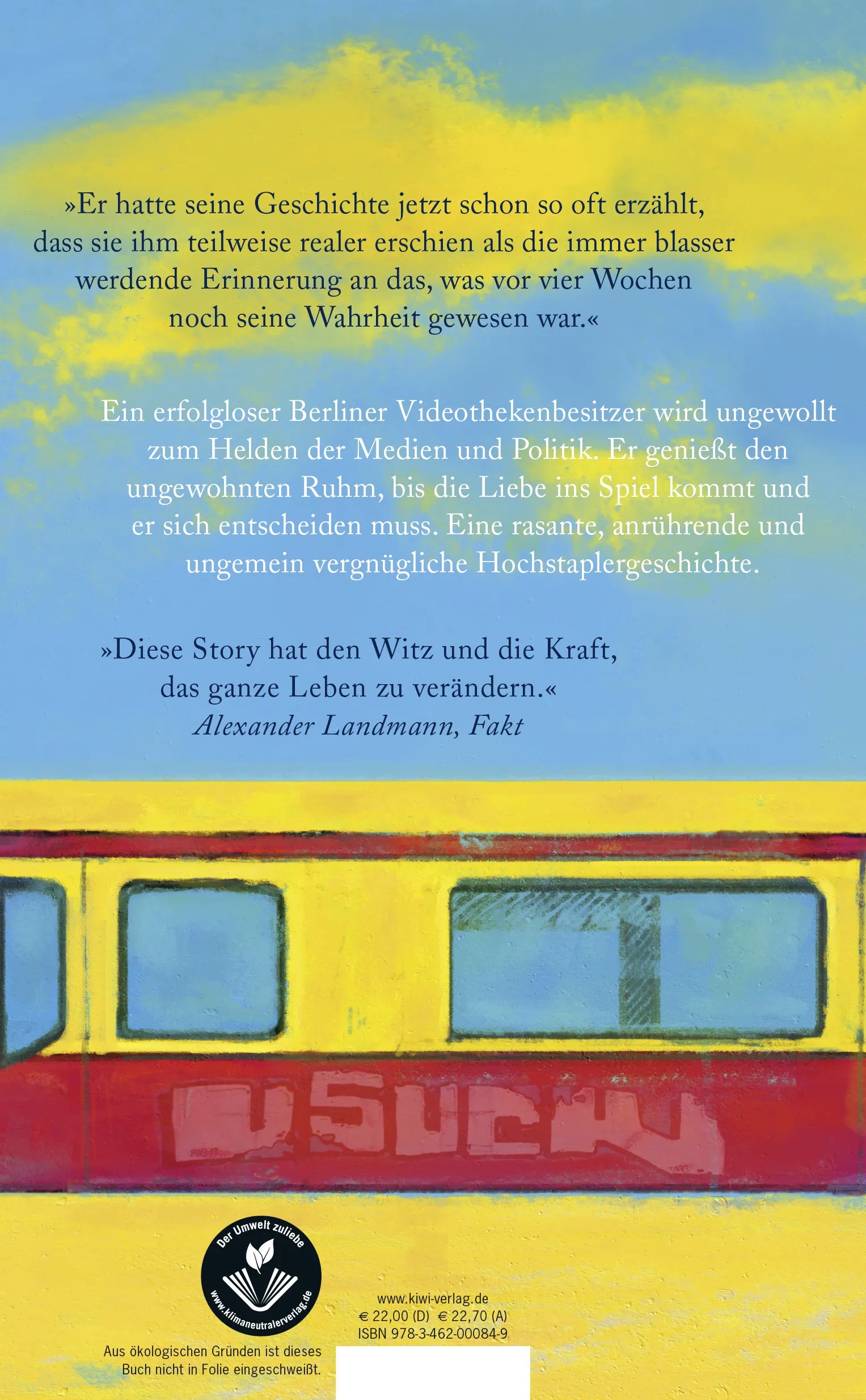 Buchrückseite von 'Der Held vom Bahnhof Friedrichstraße' mit Klappentext - Gebundene Ausgabe