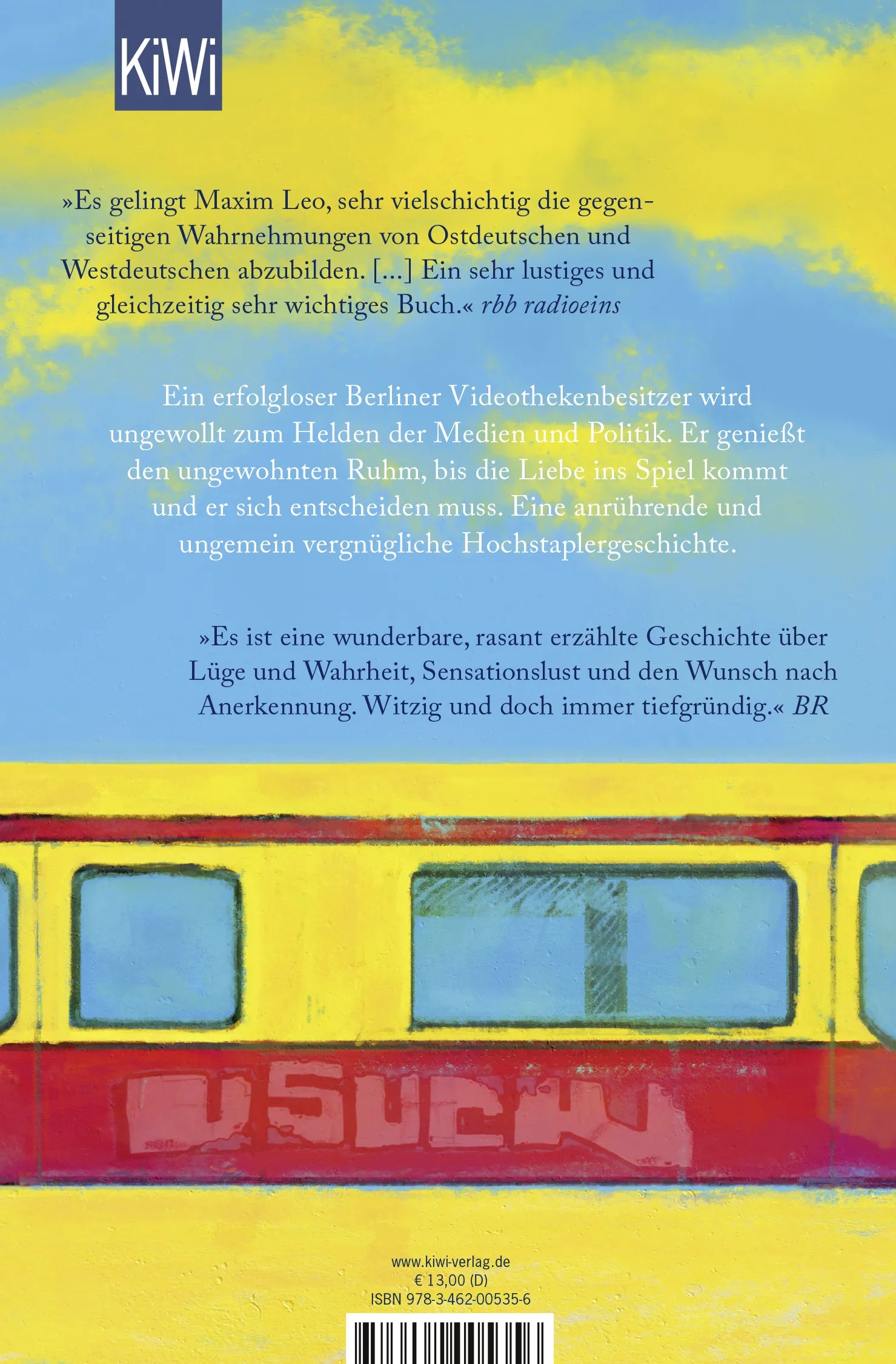Buchrückseite von 'Der Held vom Bahnhof Friedrichstraße' mit Klappentext - Taschenbuch