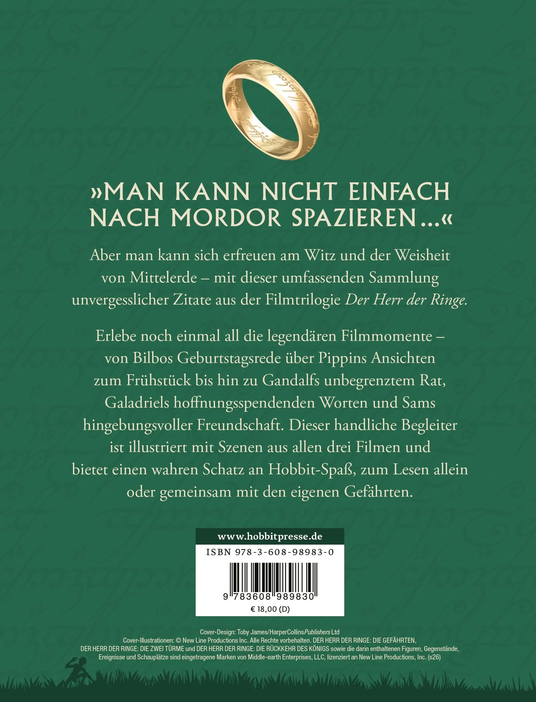 Rückseite: Der Herr der Ringe - Das kleine Buch der Filmzitate (Hardcover)