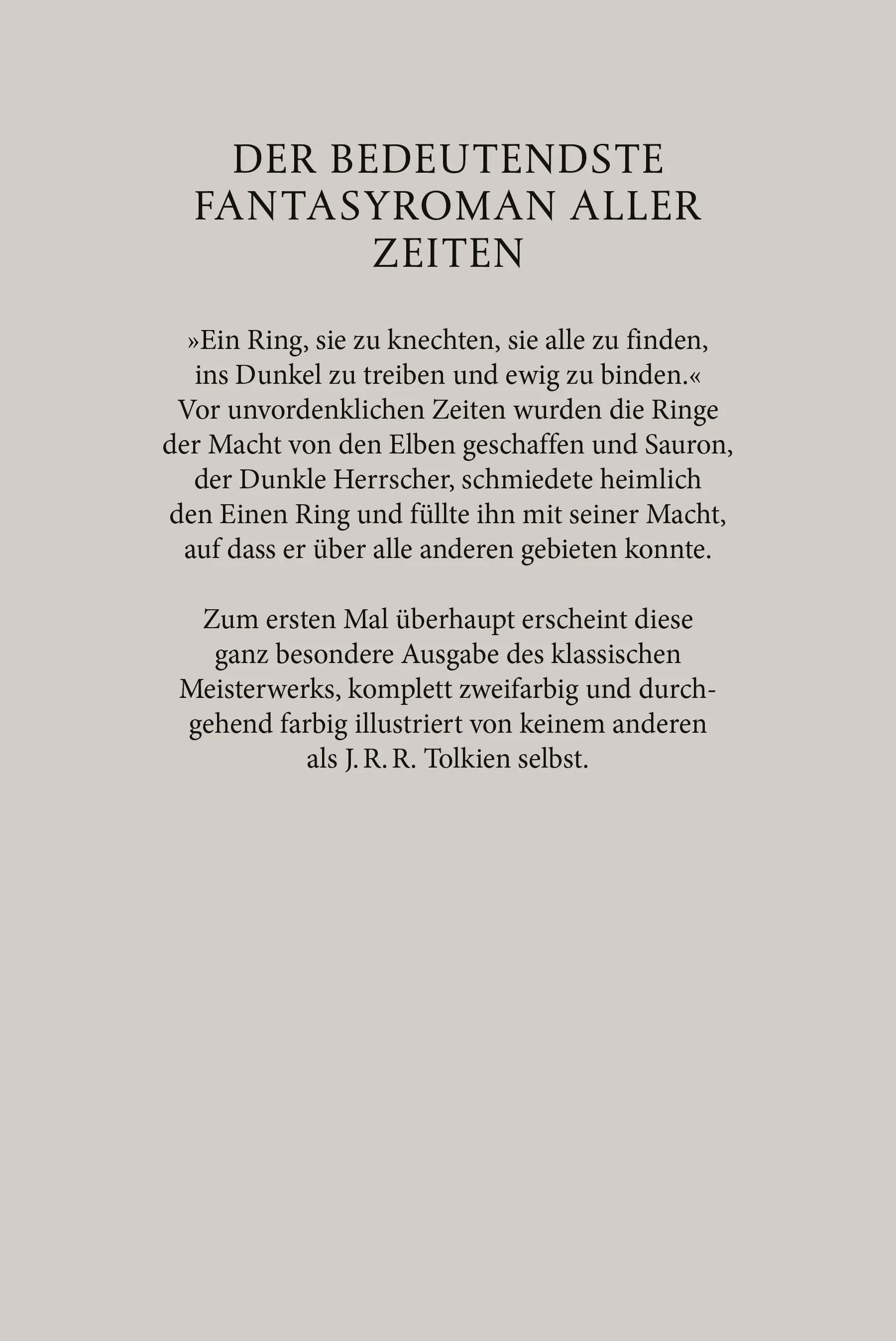 Buchrückseite von 'Der Herr der Ringe' mit Klappentext - Gebundene Ausgabe