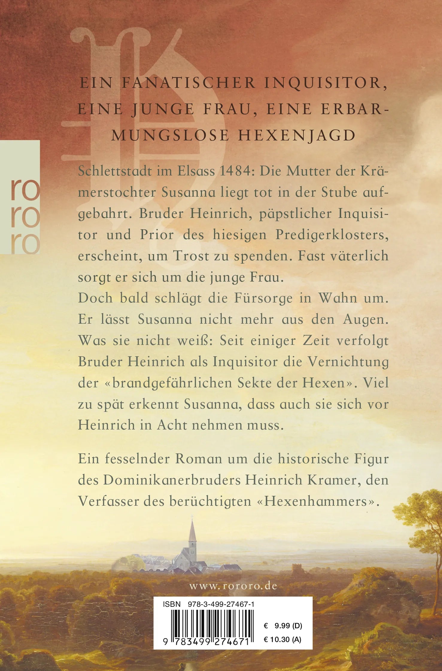 Buchrückseite von 'Der Hexenjäger' mit Klappentext - Taschenbuch