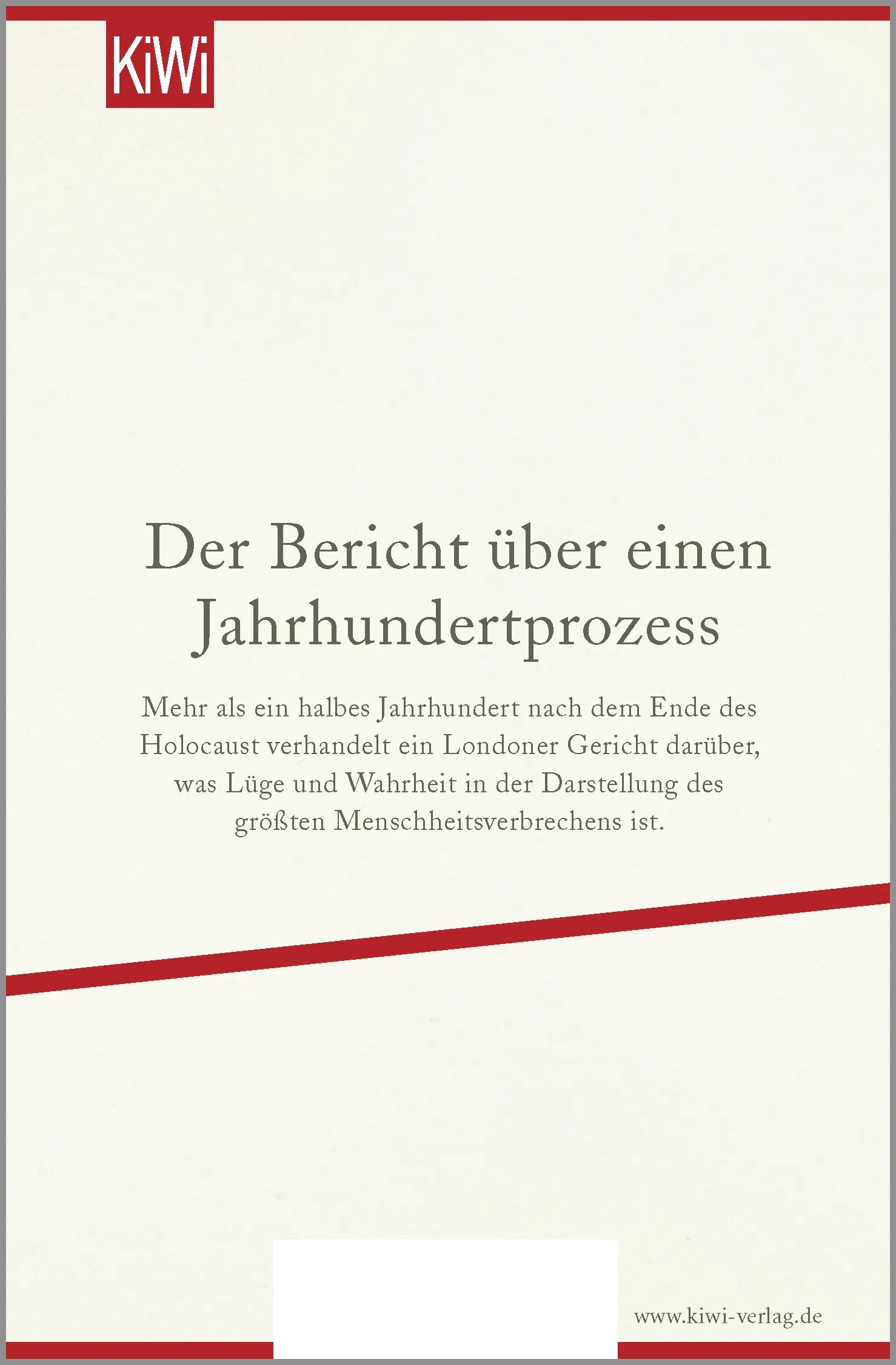 Buchrückseite von 'Der Holocaust vor Gericht' mit Klappentext - Taschenbuch