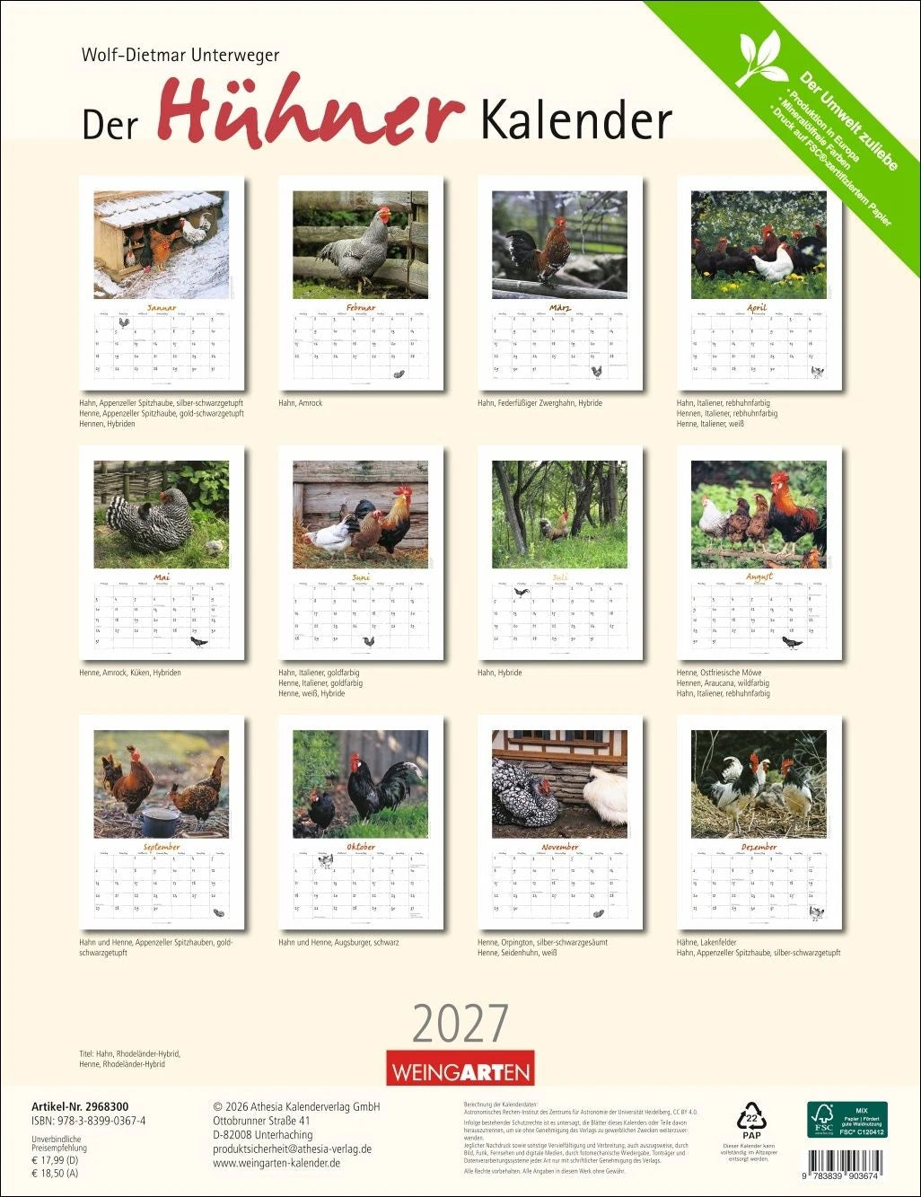 Der Hühnerkalender 2027 – Ansicht