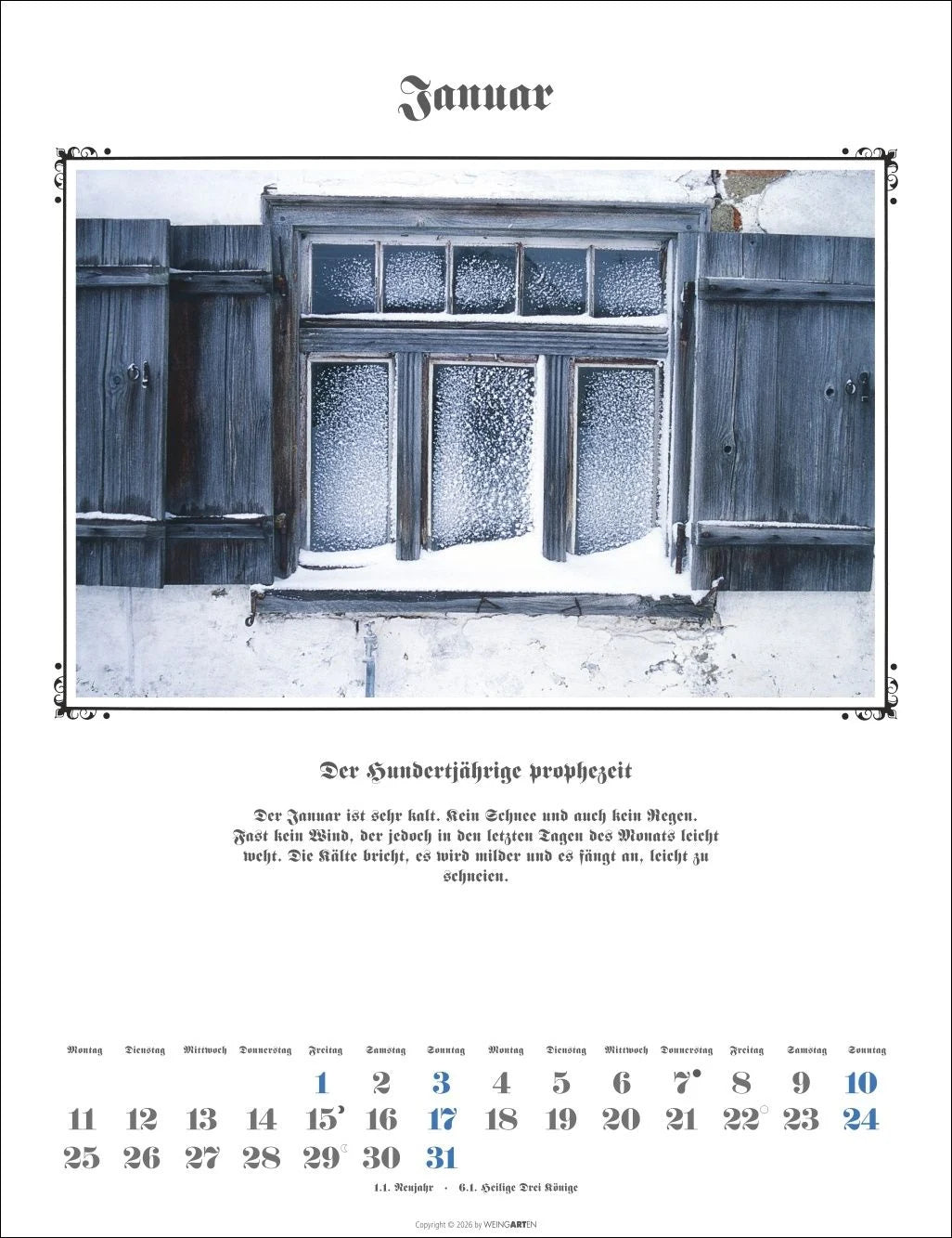 Der Hundertjährige Kalender 2027 – Ansicht