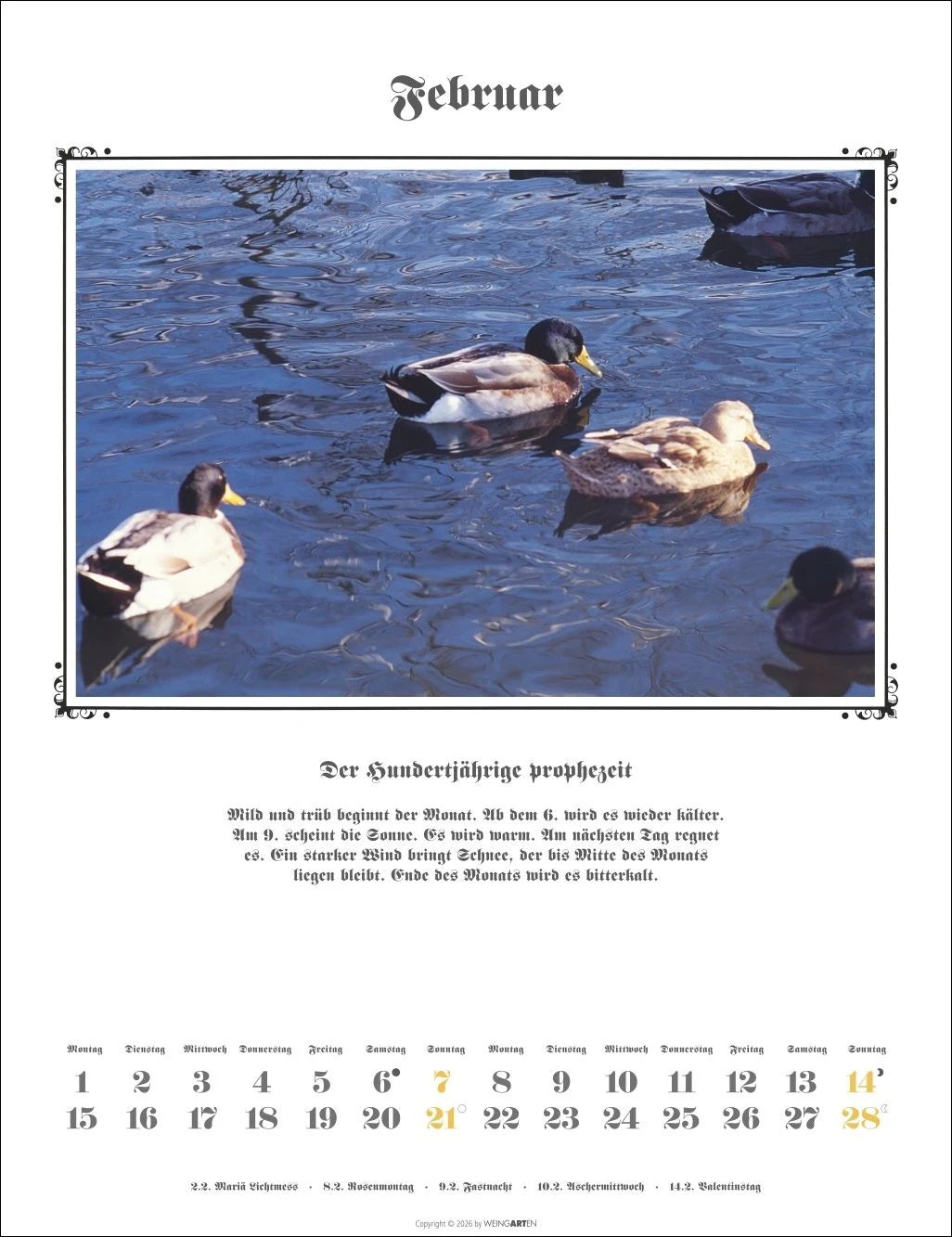 Der Hundertjährige Kalender 2027 – Ansicht