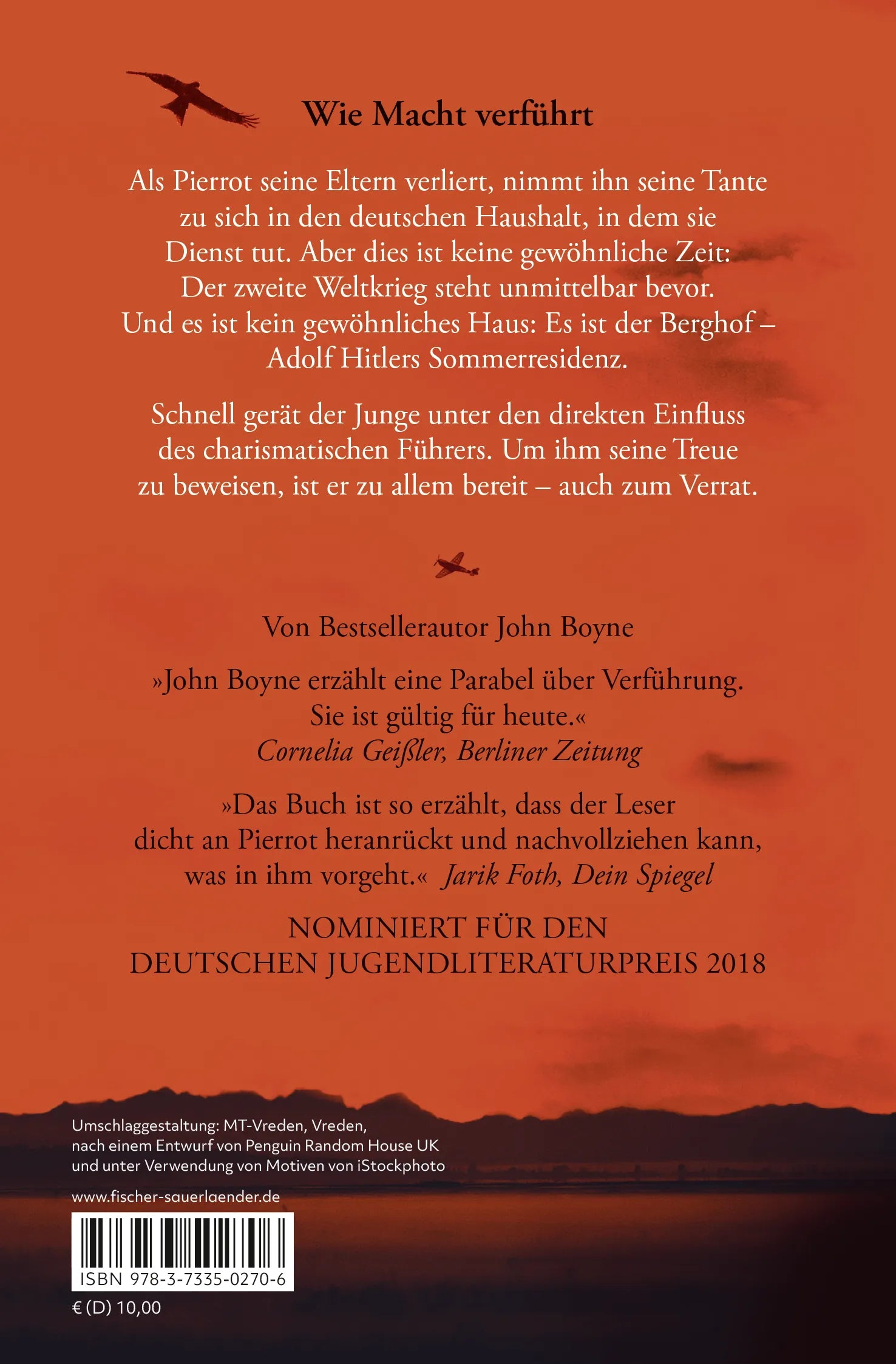 Buchrückseite von 'Der Junge auf dem Berg' mit Klappentext - Taschenbuch