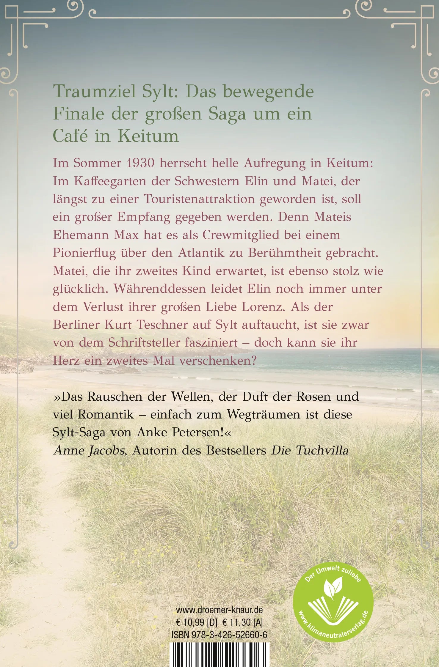 Buchrückseite von 'Der Kaffeegarten. Das Leuchten der See' mit Klappentext - Taschenbuch