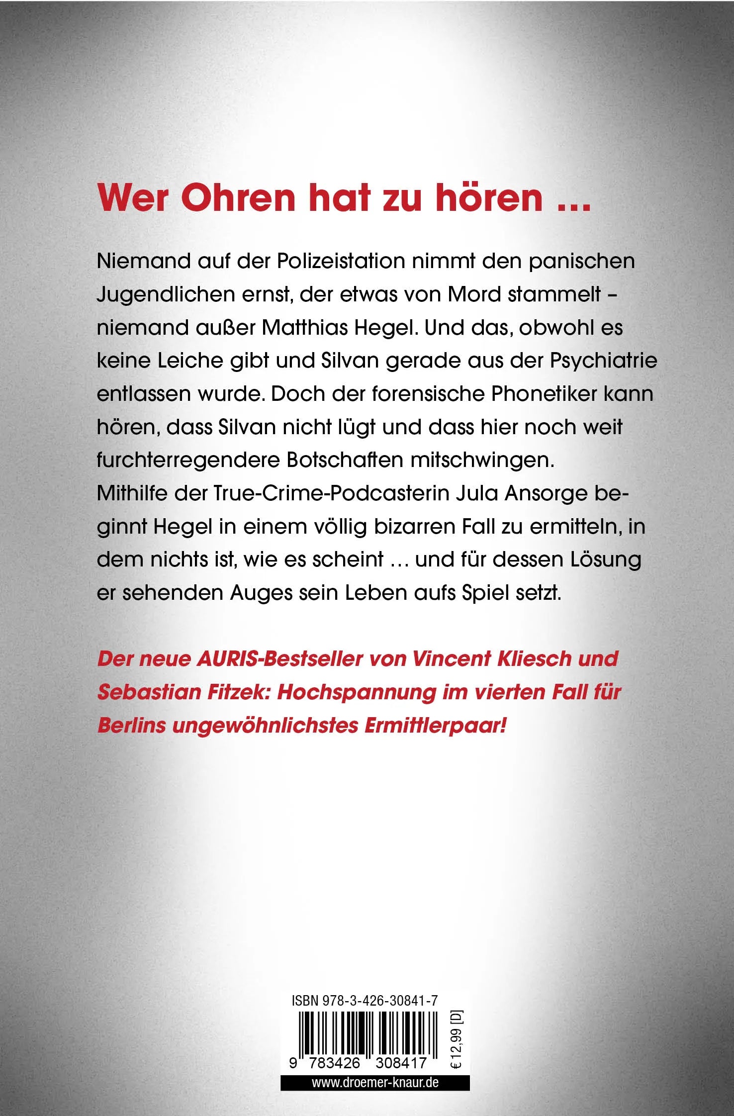 Buchrückseite von 'Der Klang des Bösen' mit Klappentext - Taschenbuch
