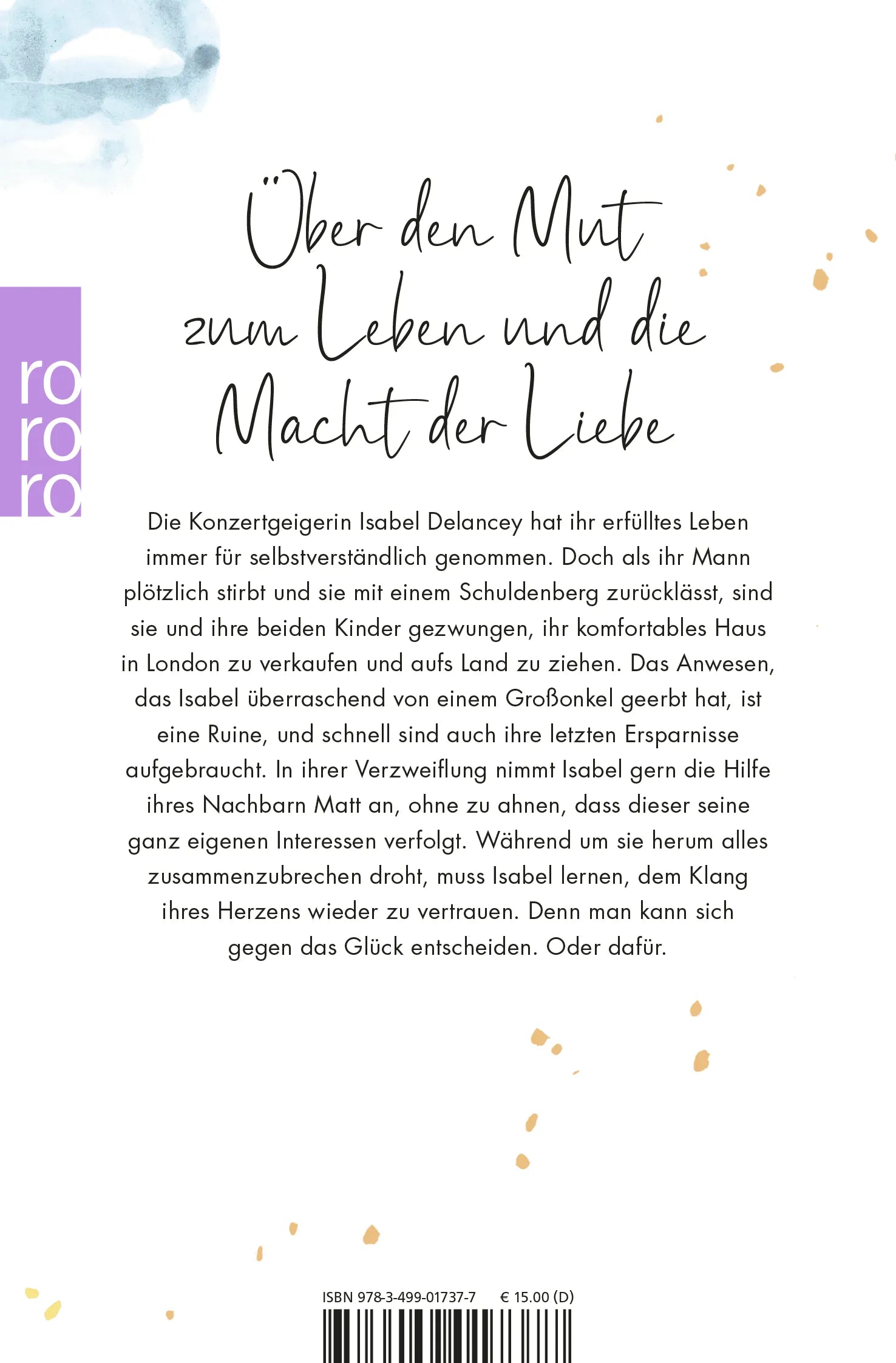 Buchrückseite von 'Der Klang des Herzens' mit Klappentext - Taschenbuch