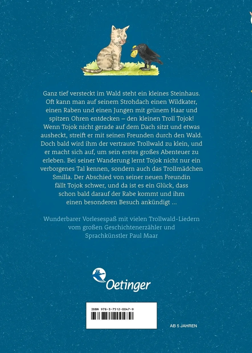Buchrückseite von 'Der kleine Troll Tojok' mit Klappentext - Gebundene Ausgabe