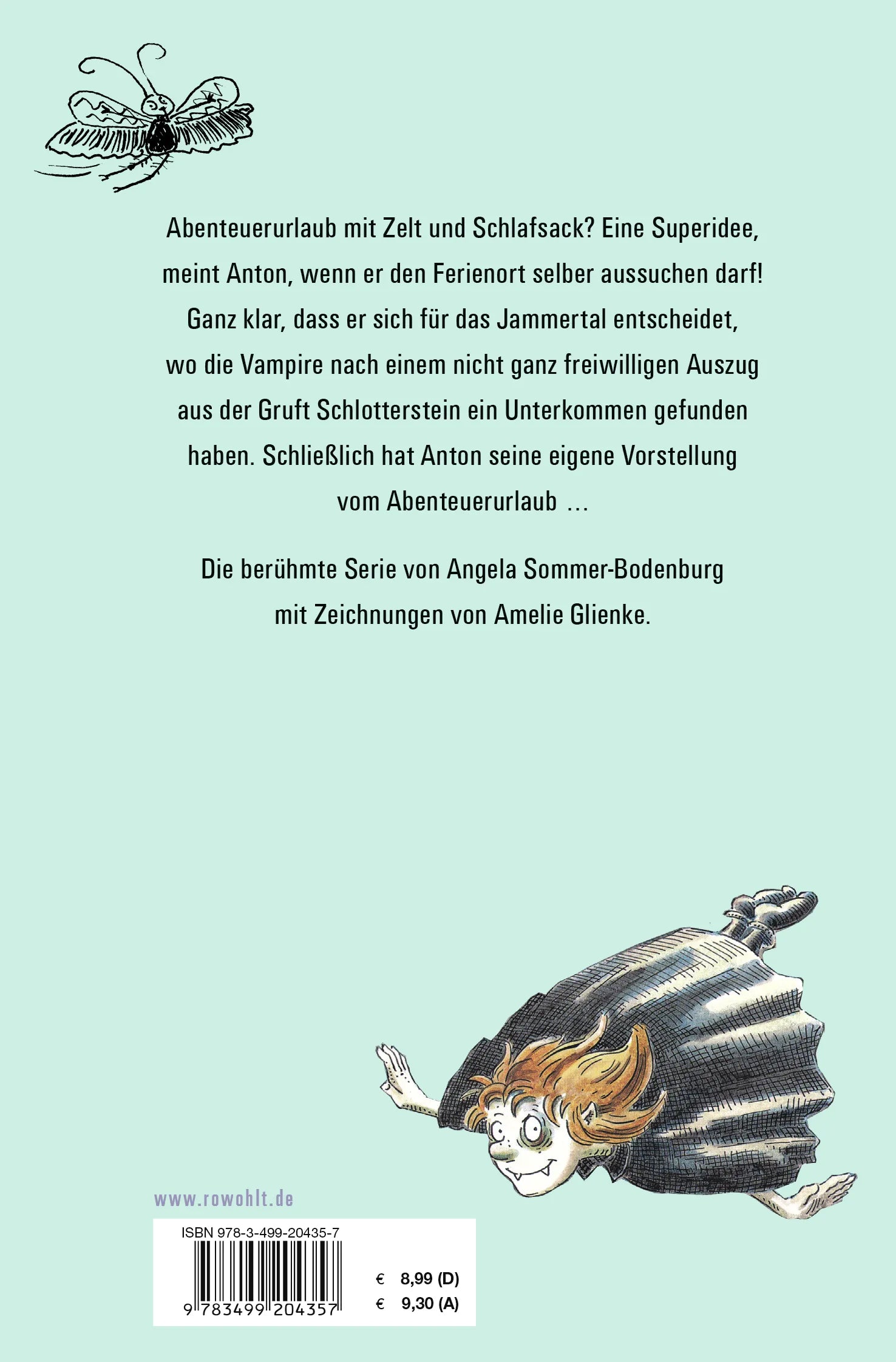 Buchrückseite von 'Der kleine Vampir im Jammertal' mit Klappentext - Taschenbuch