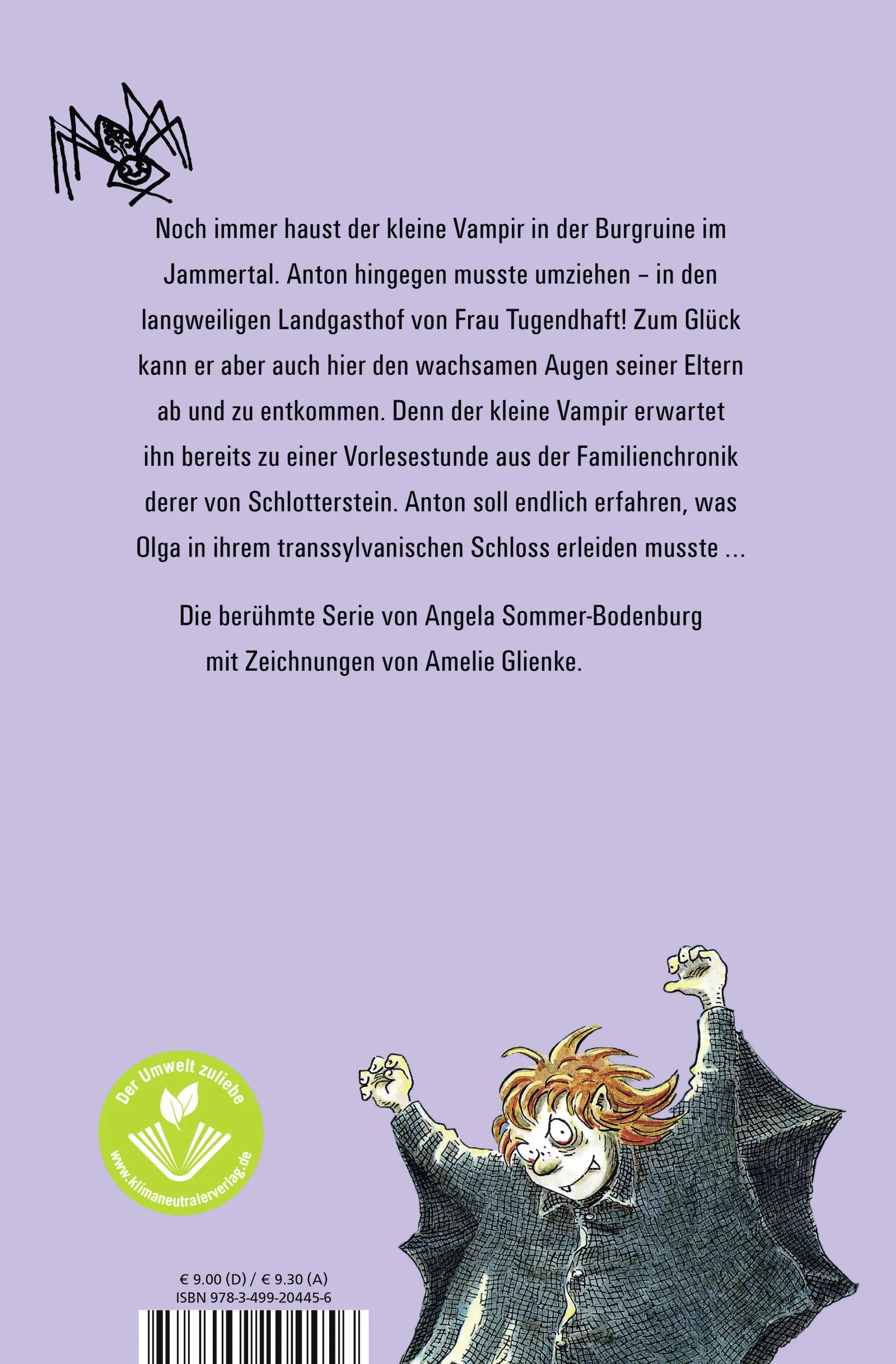 Buchrückseite von 'Der kleine Vampir liest vor' mit Klappentext - Taschenbuch