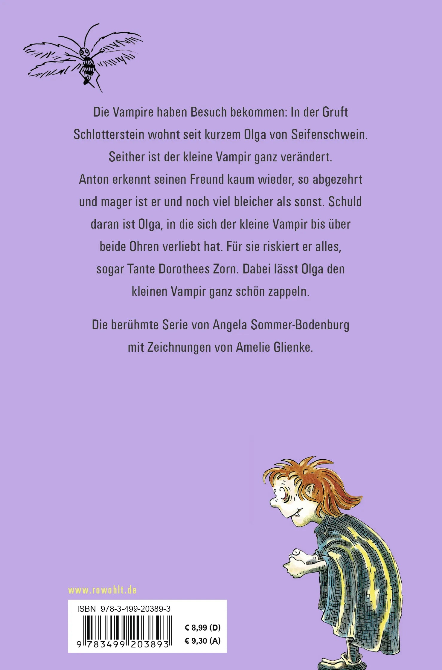 Buchrückseite von 'Der kleine Vampir und die große Liebe' mit Klappentext - Taschenbuch