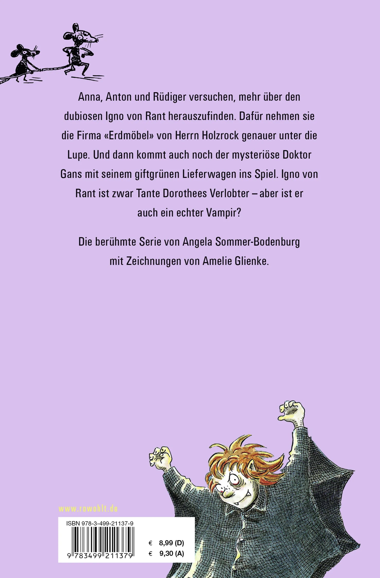 Buchrückseite von 'Der kleine Vampir und die große Verschwörung' mit Klappentext - Taschenbuch