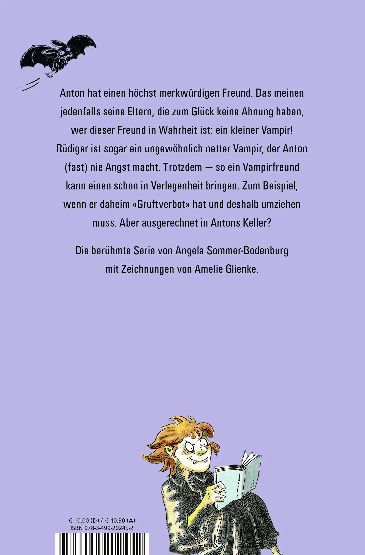Buchrückseite von 'Der kleine Vampir zieht um' mit Klappentext - Taschenbuch