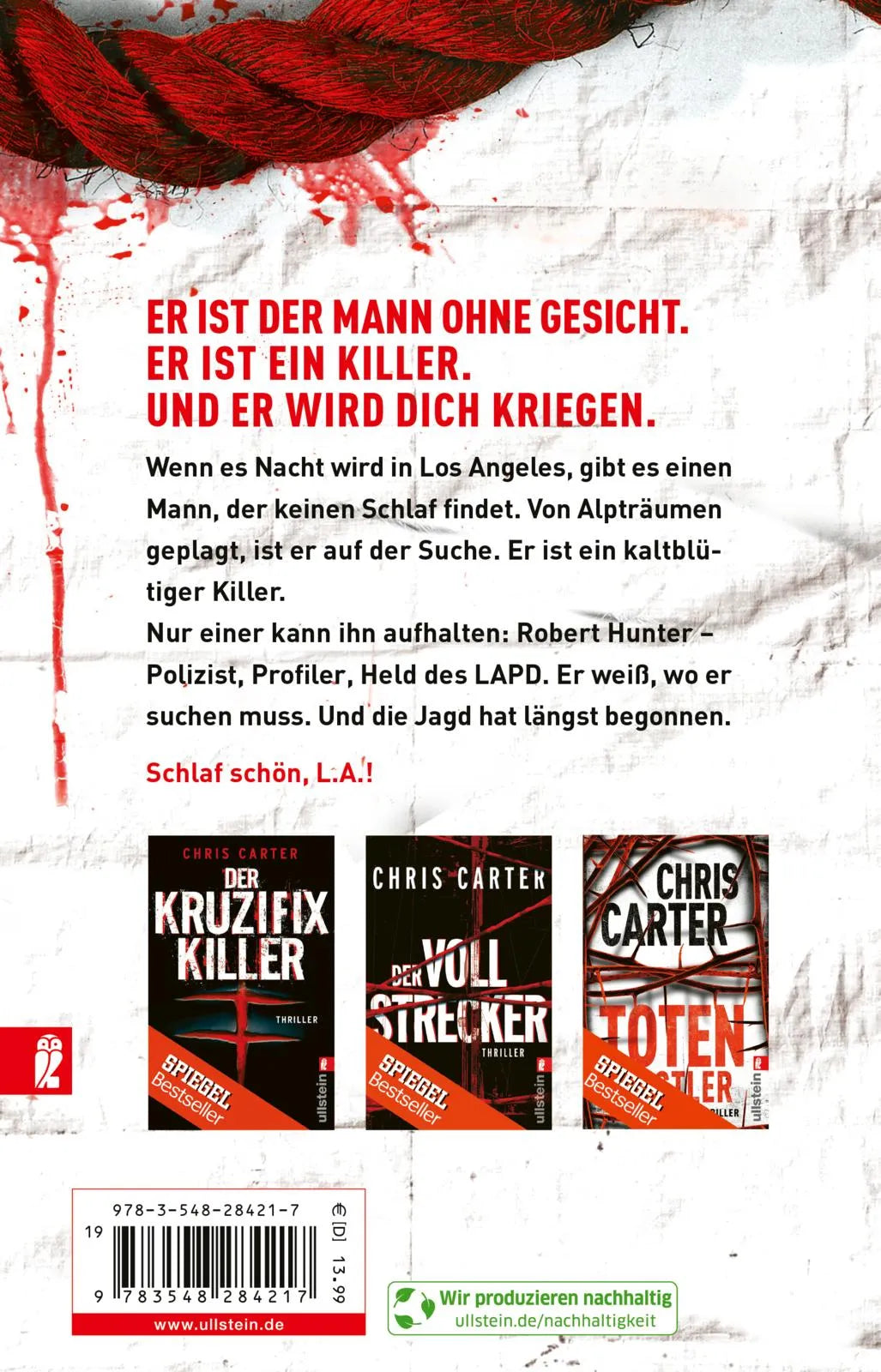 Buchrückseite von 'Der Knochenbrecher' mit Klappentext - Taschenbuch