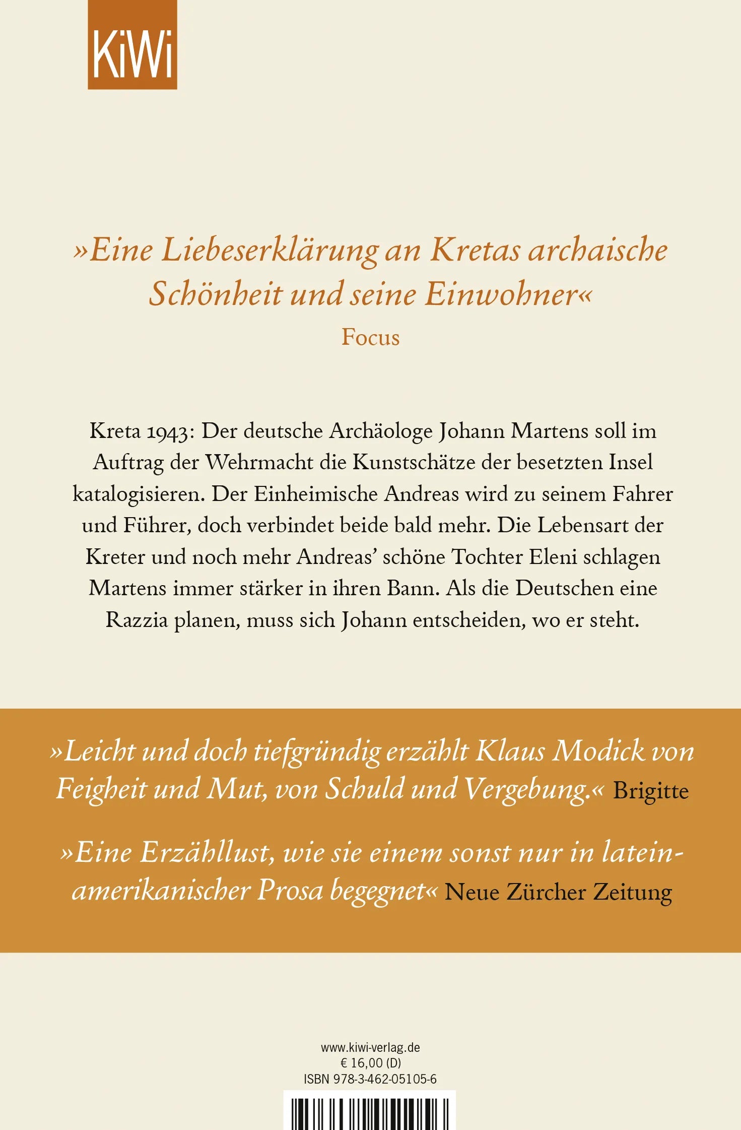Buchrückseite von 'Der kretische Gast' mit Klappentext - Taschenbuch