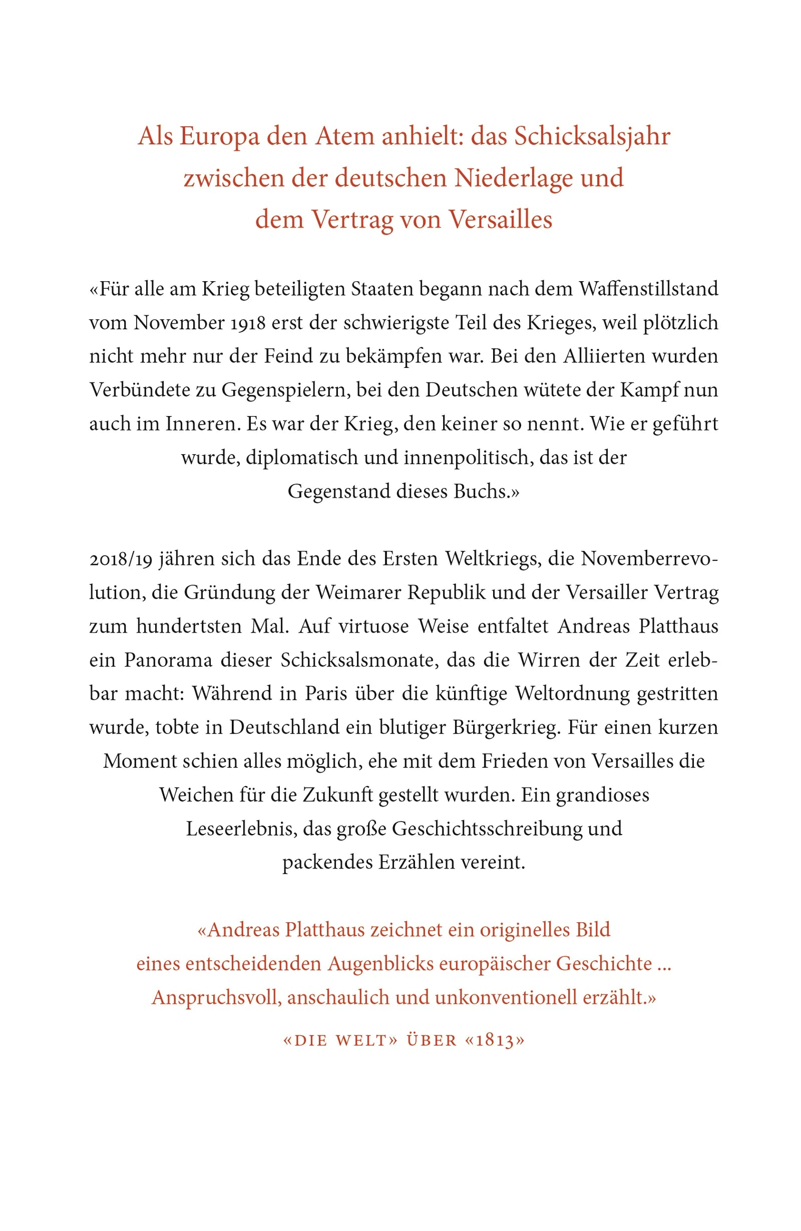 Buchrückseite von 'Der Krieg nach dem Krieg' mit Klappentext - Gebundene Ausgabe