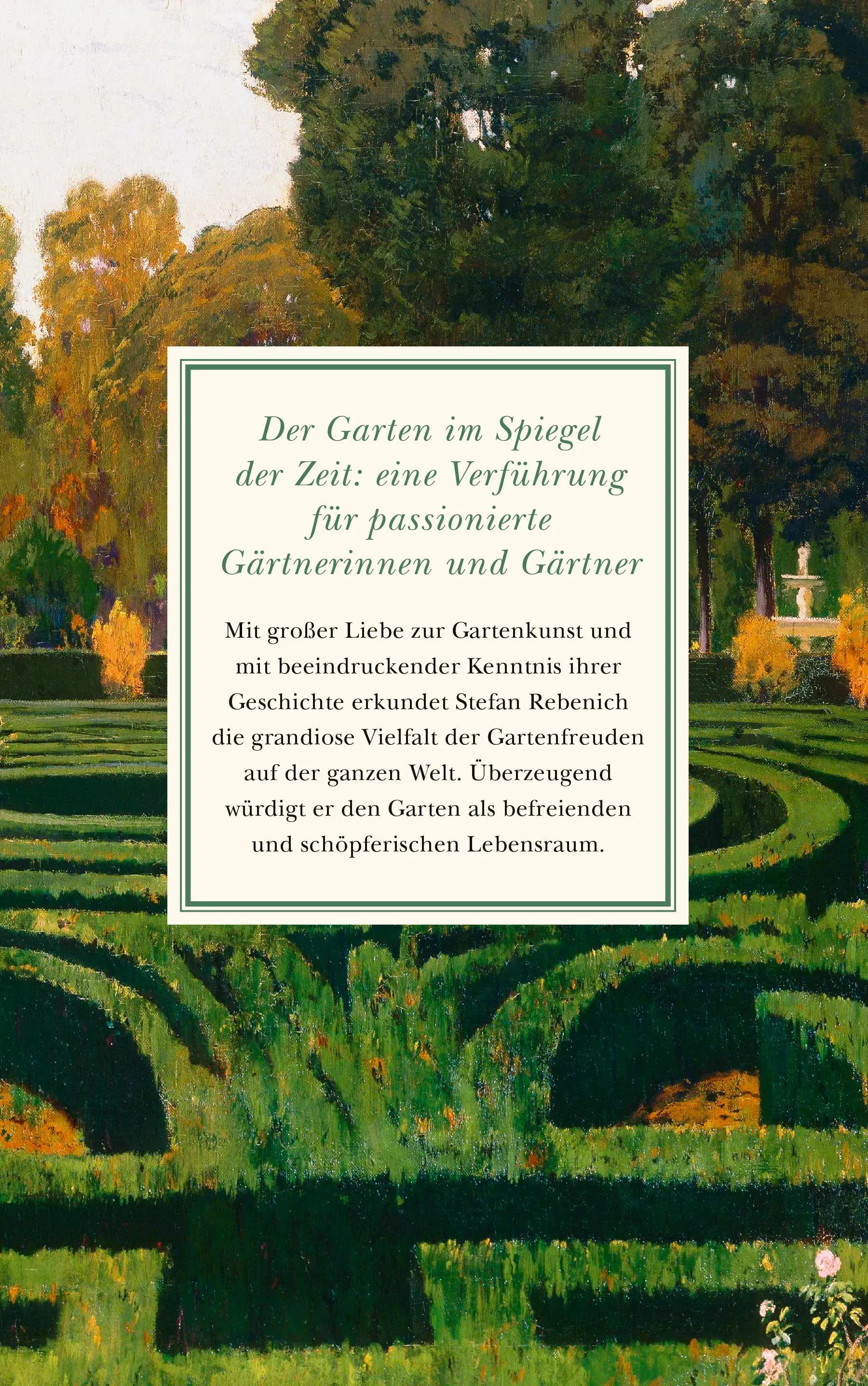 Buchrückseite von 'Der kultivierte Gärtner' mit Klappentext - Gebundene Ausgabe