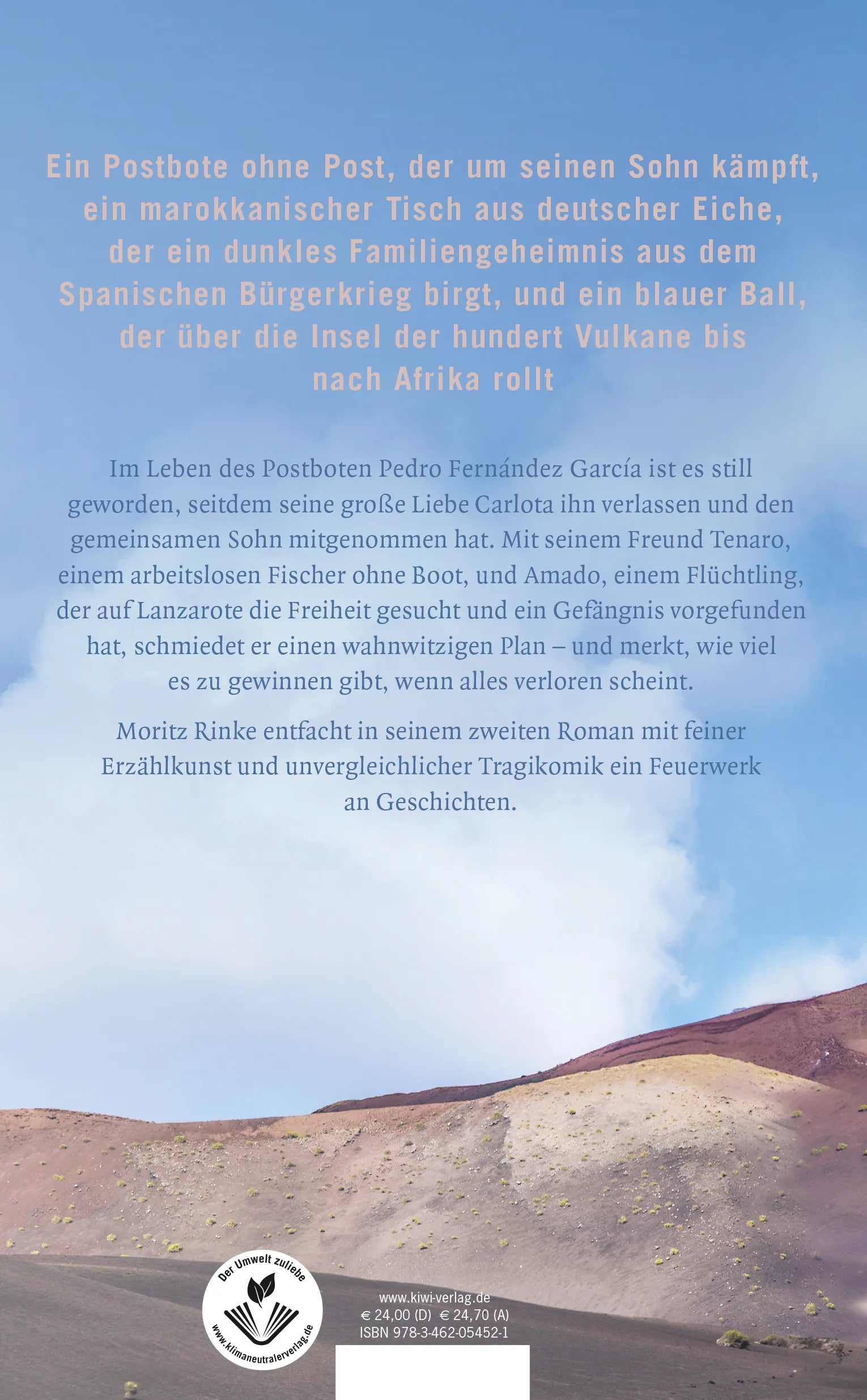 Buchrückseite von 'Der längste Tag im Leben des Pedro Fernández García' mit Klappentext - Gebundene Ausgabe