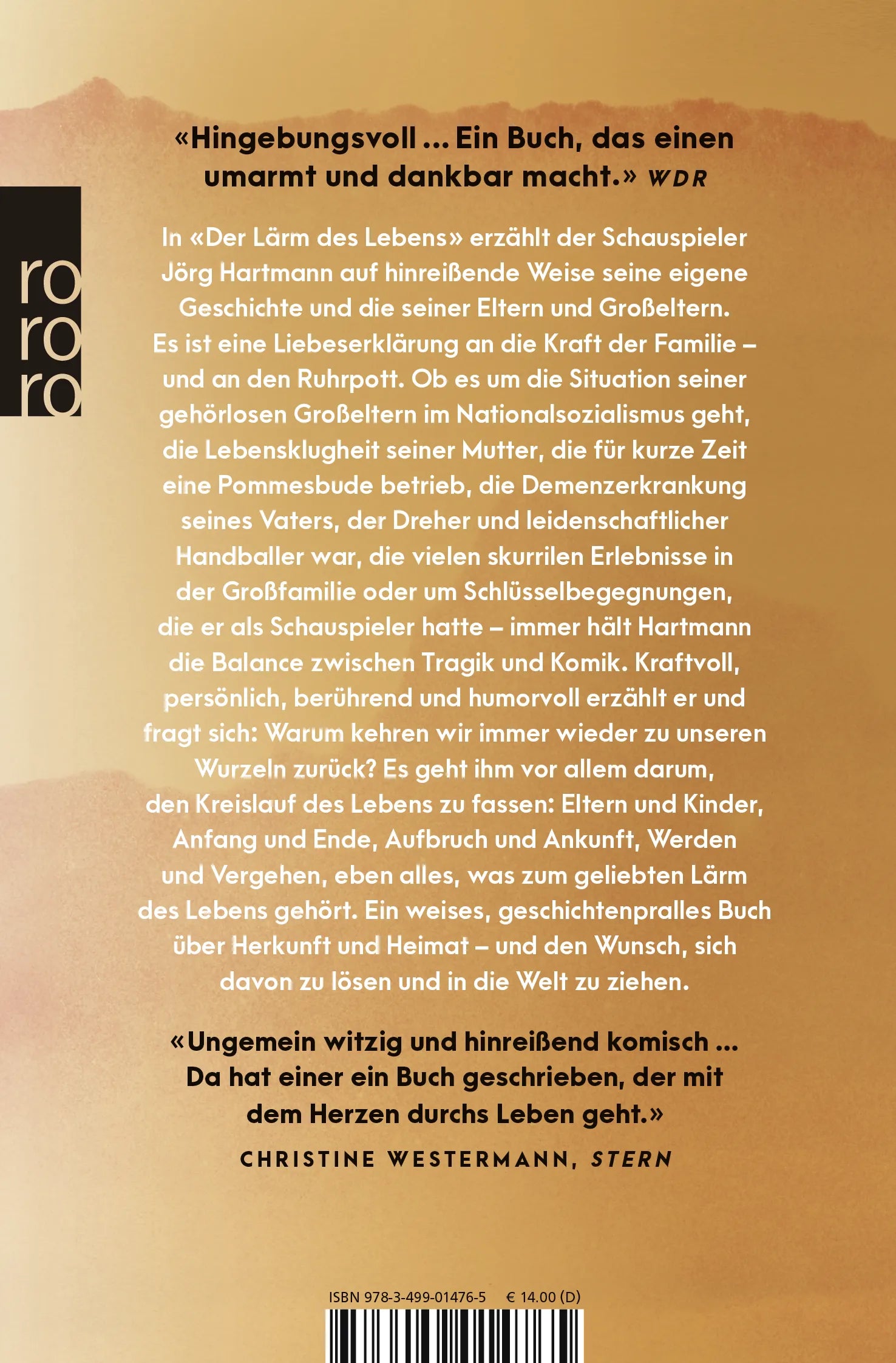 Buchrückseite von 'Der Lärm des Lebens' mit Klappentext - Taschenbuch