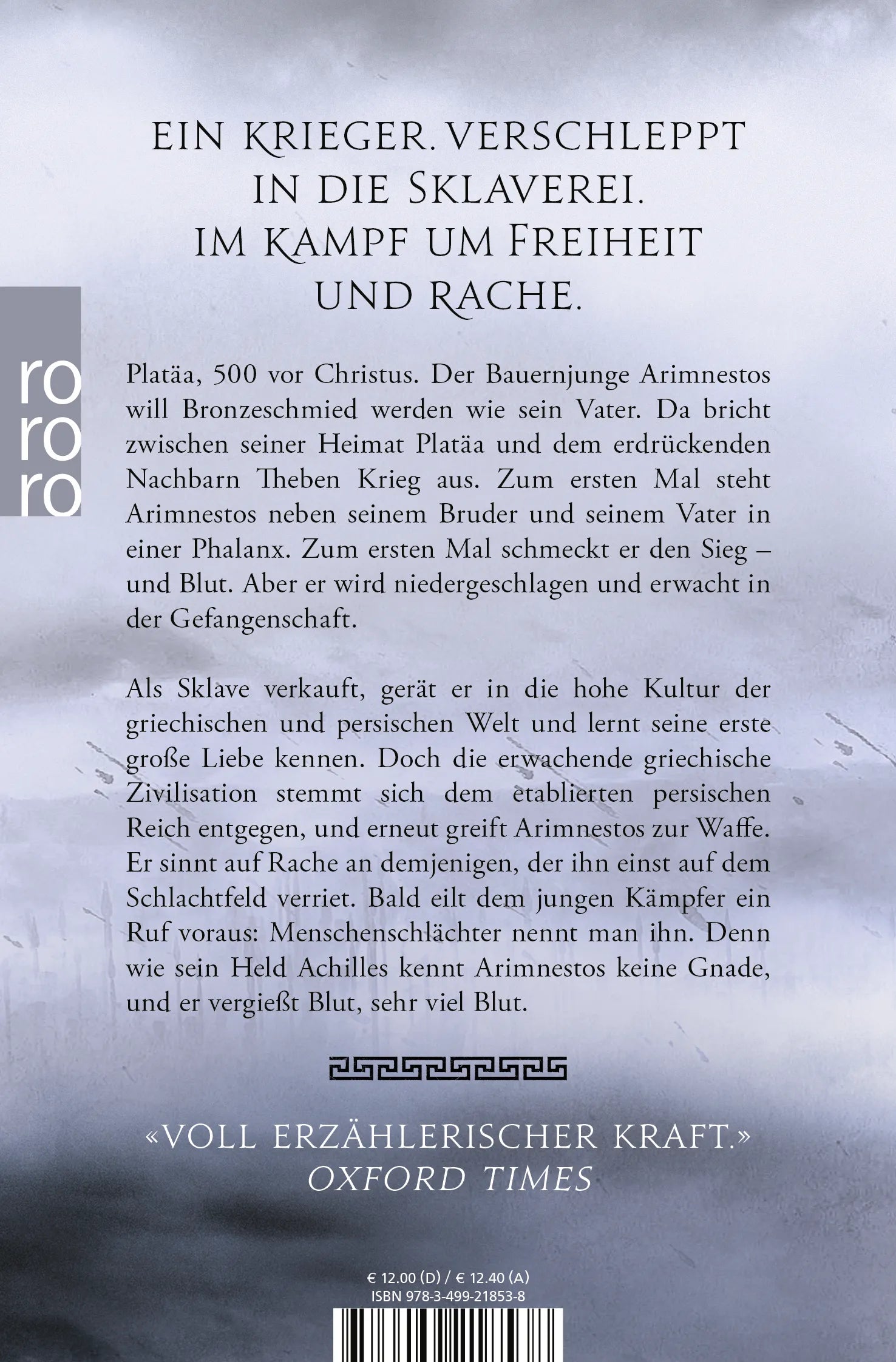 Buchrückseite von 'Der Lange Krieg: Sohn des Achill' mit Klappentext - Taschenbuch