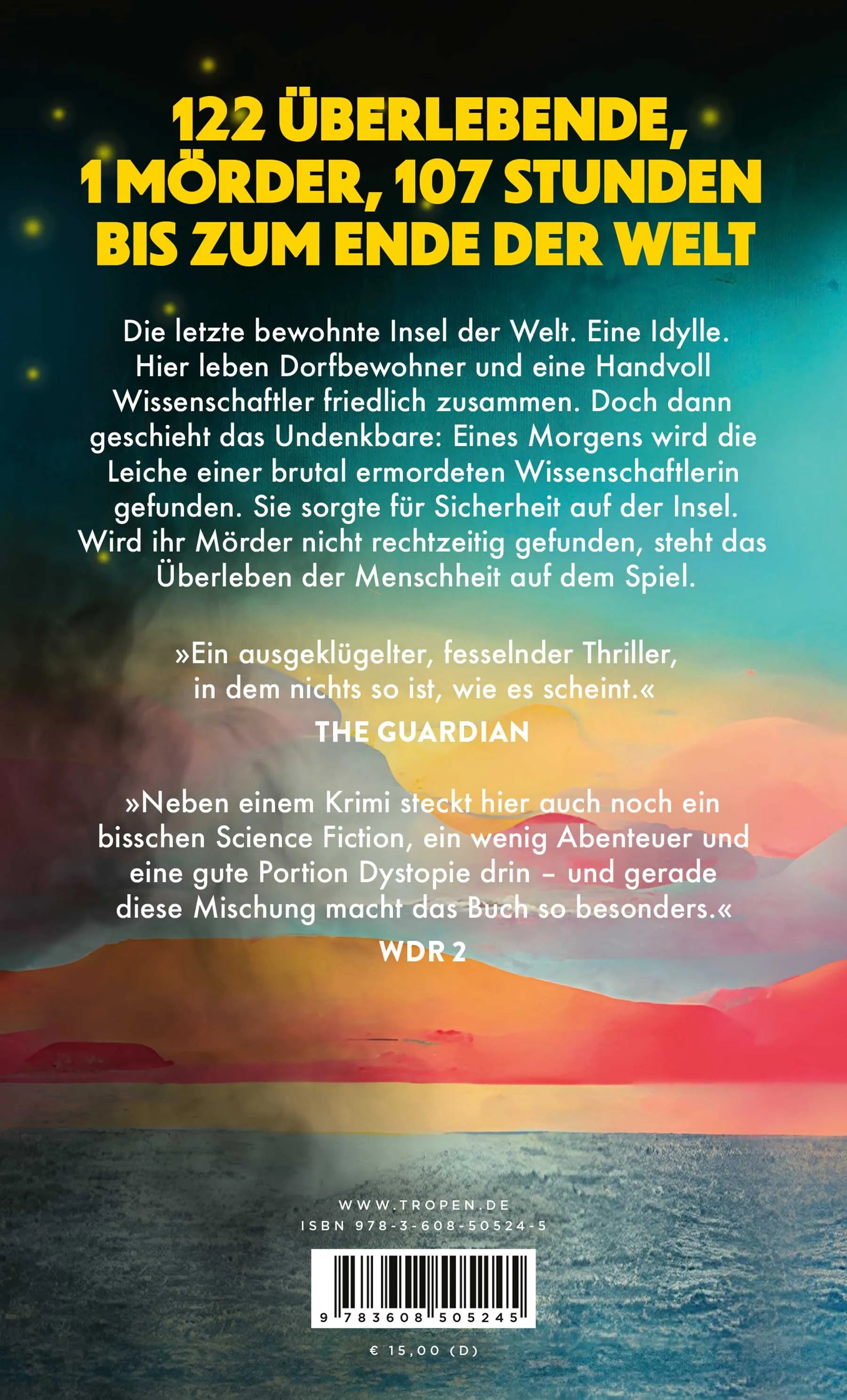 Buchrückseite von 'Der letzte Mord am Ende der Welt' mit Klappentext - Taschenbuch