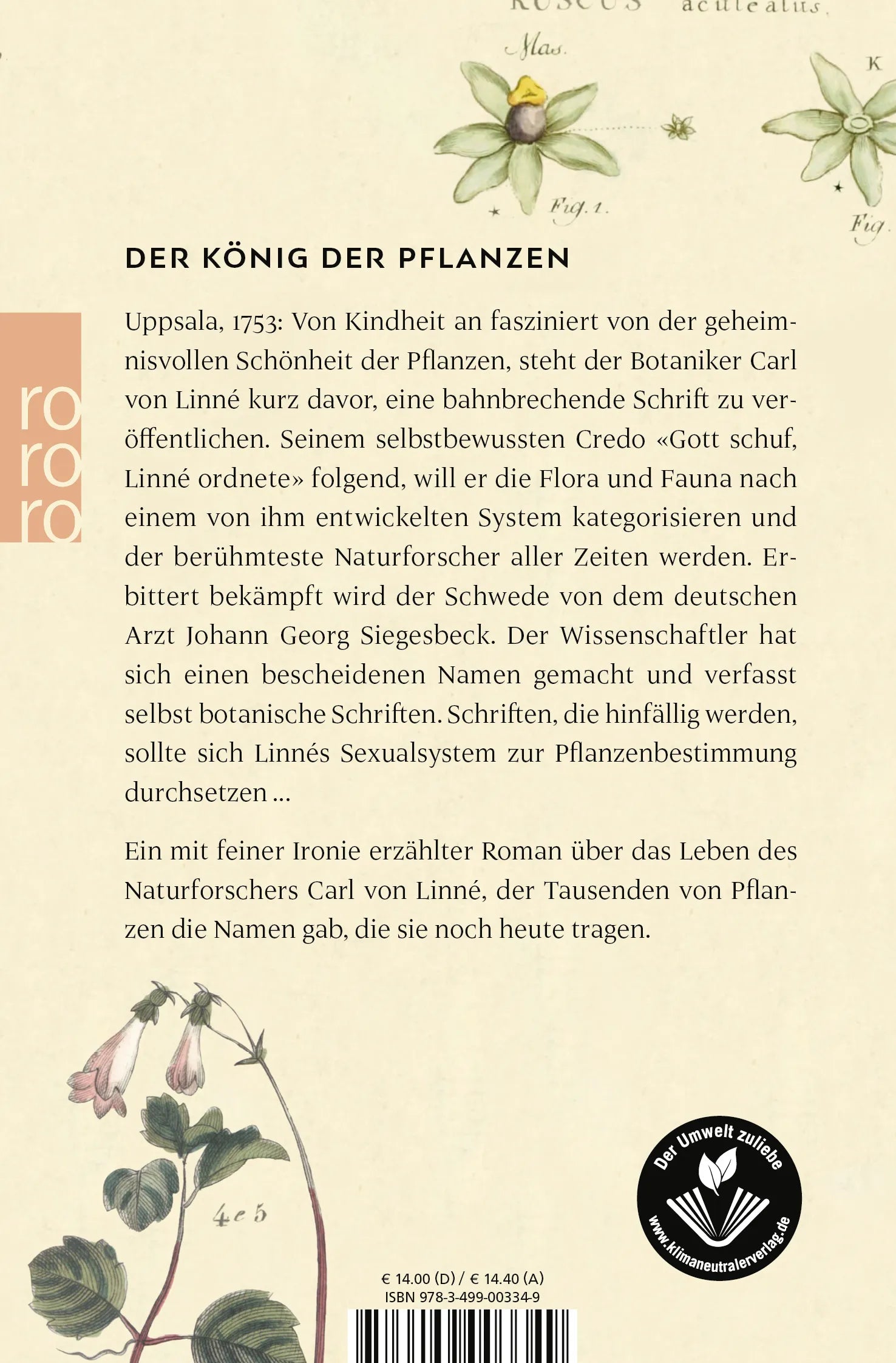 Buchrückseite von 'Der Mann, der die Welt ordnete' mit Klappentext - Taschenbuch