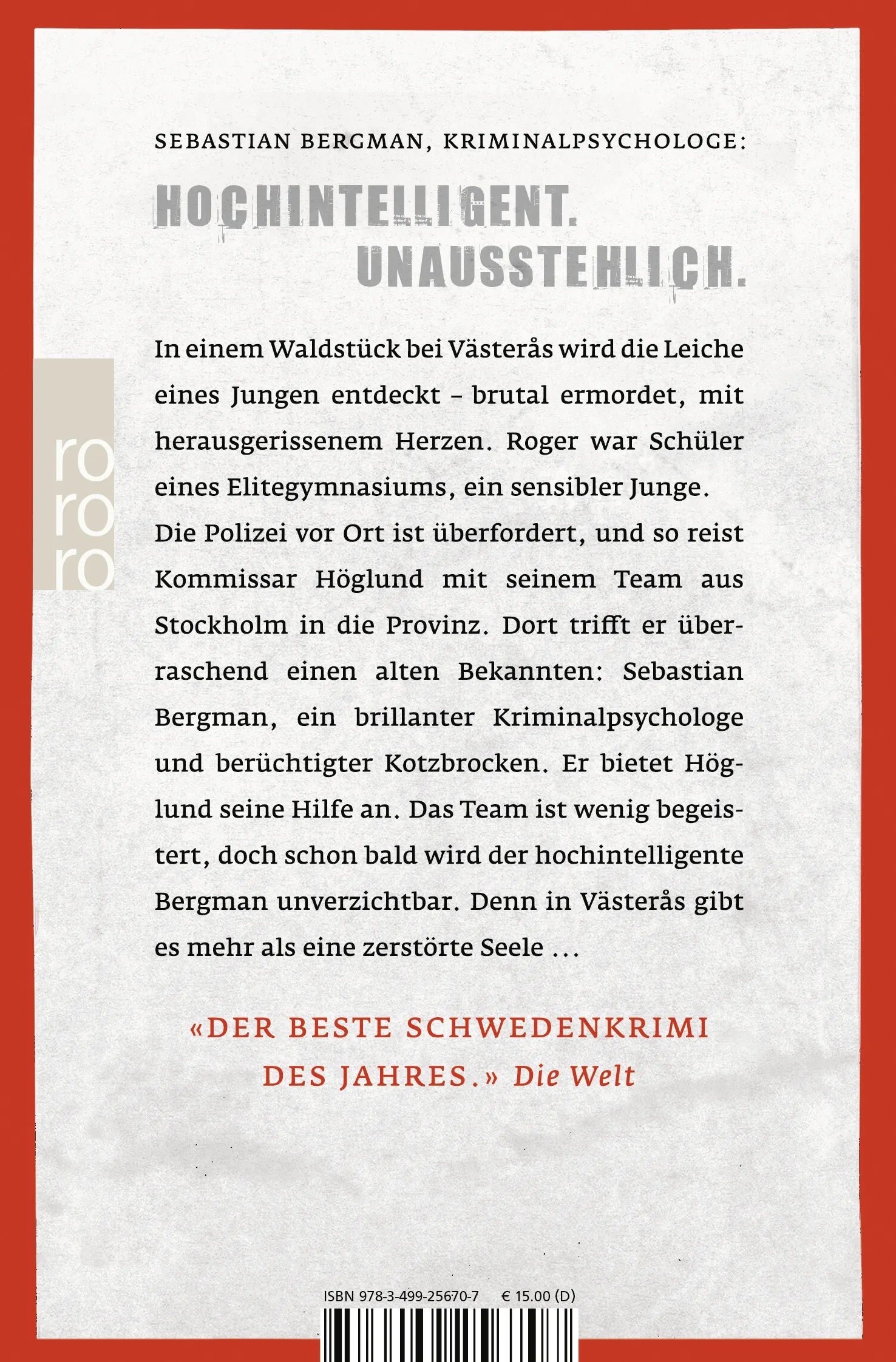 Buchrückseite von 'Der Mann, der kein Mörder war' mit Klappentext - Taschenbuch