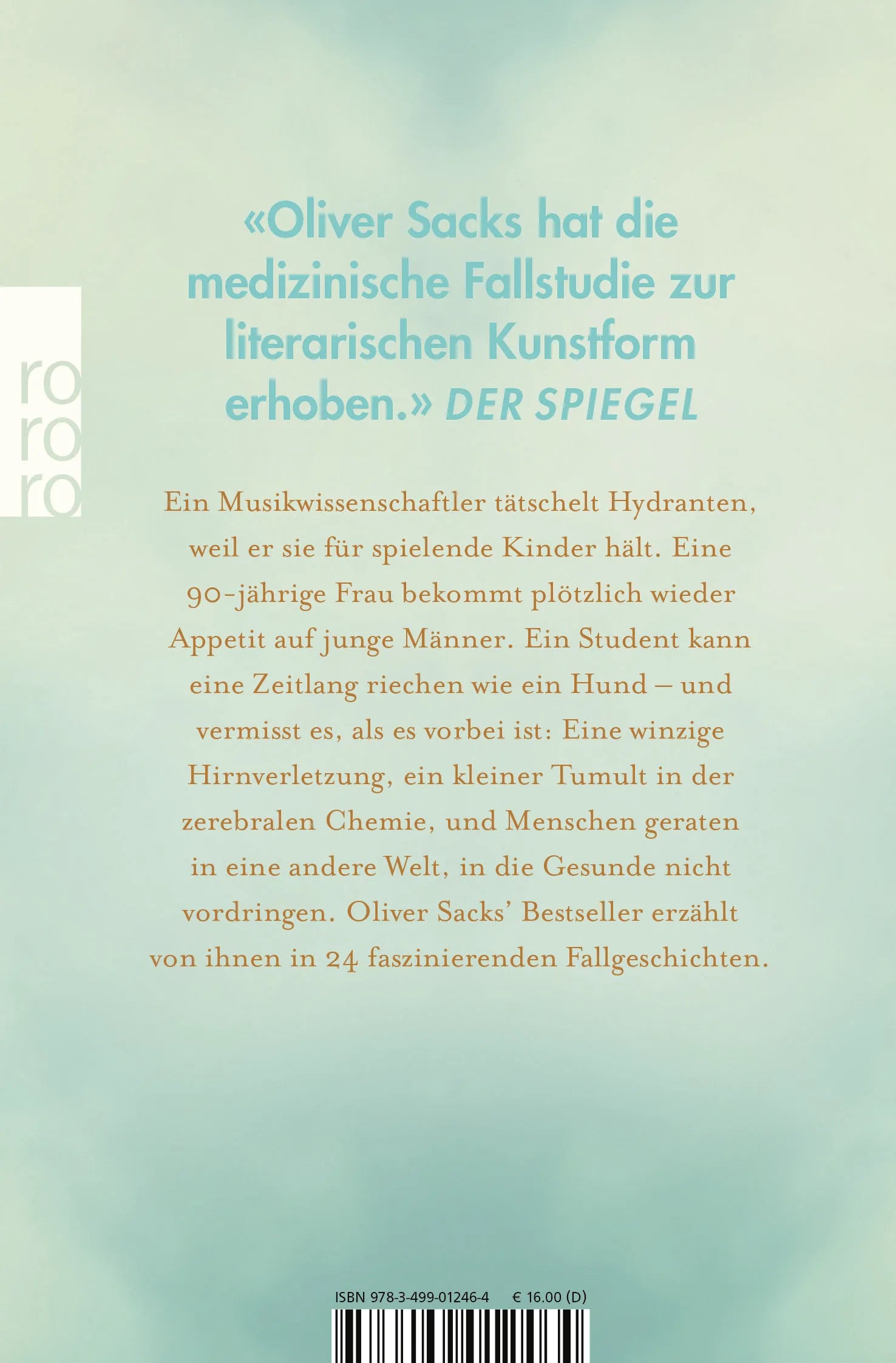 Buchrückseite von 'Der Mann, der seine Frau mit einem Hut verwechselte' mit Klappentext - Taschenbuch
