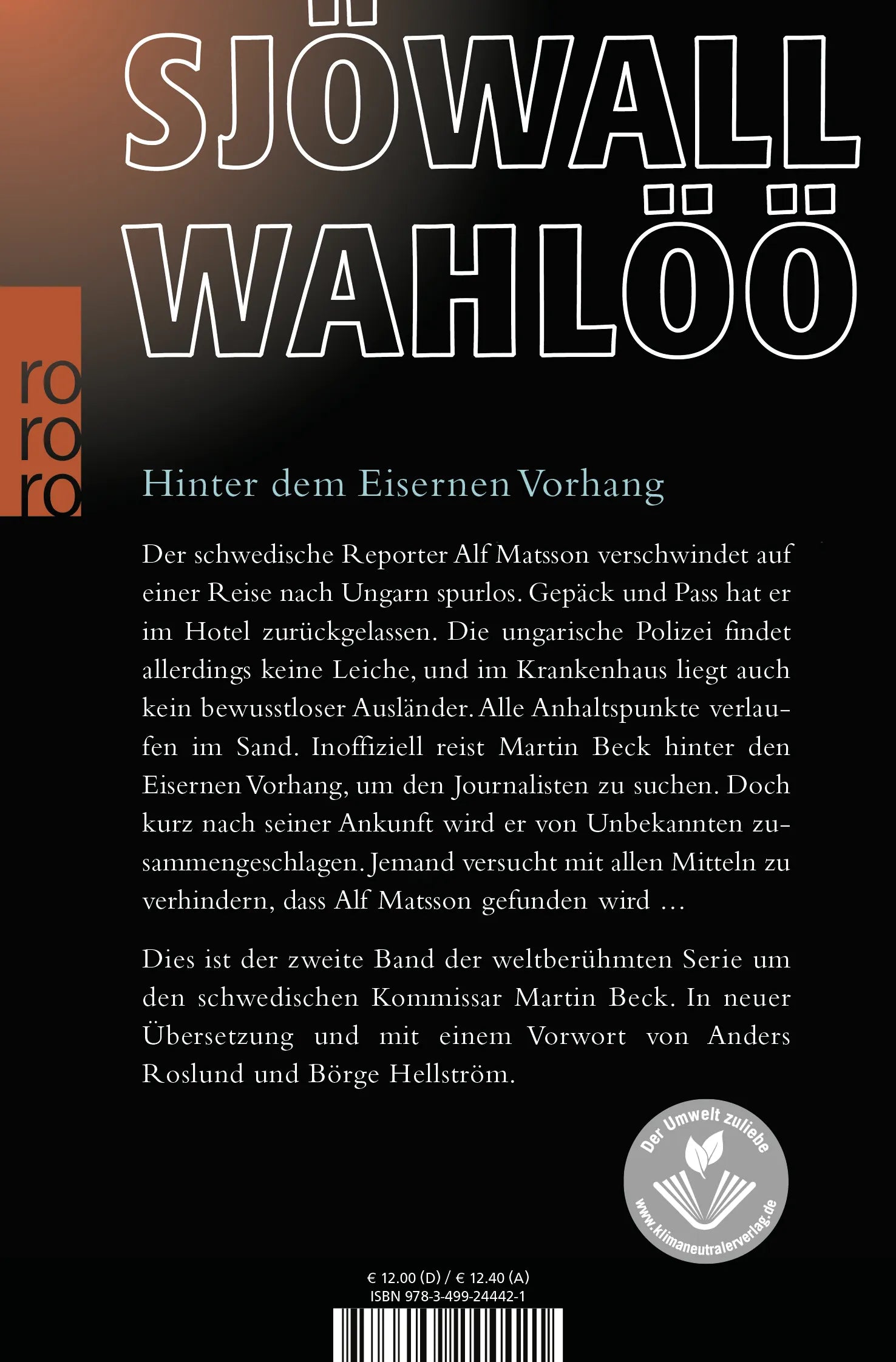 Buchrückseite von 'Der Mann, der sich in Luft auflöste: Ein Kommissar-Beck-Roman' mit Klappentext - Taschenbuch