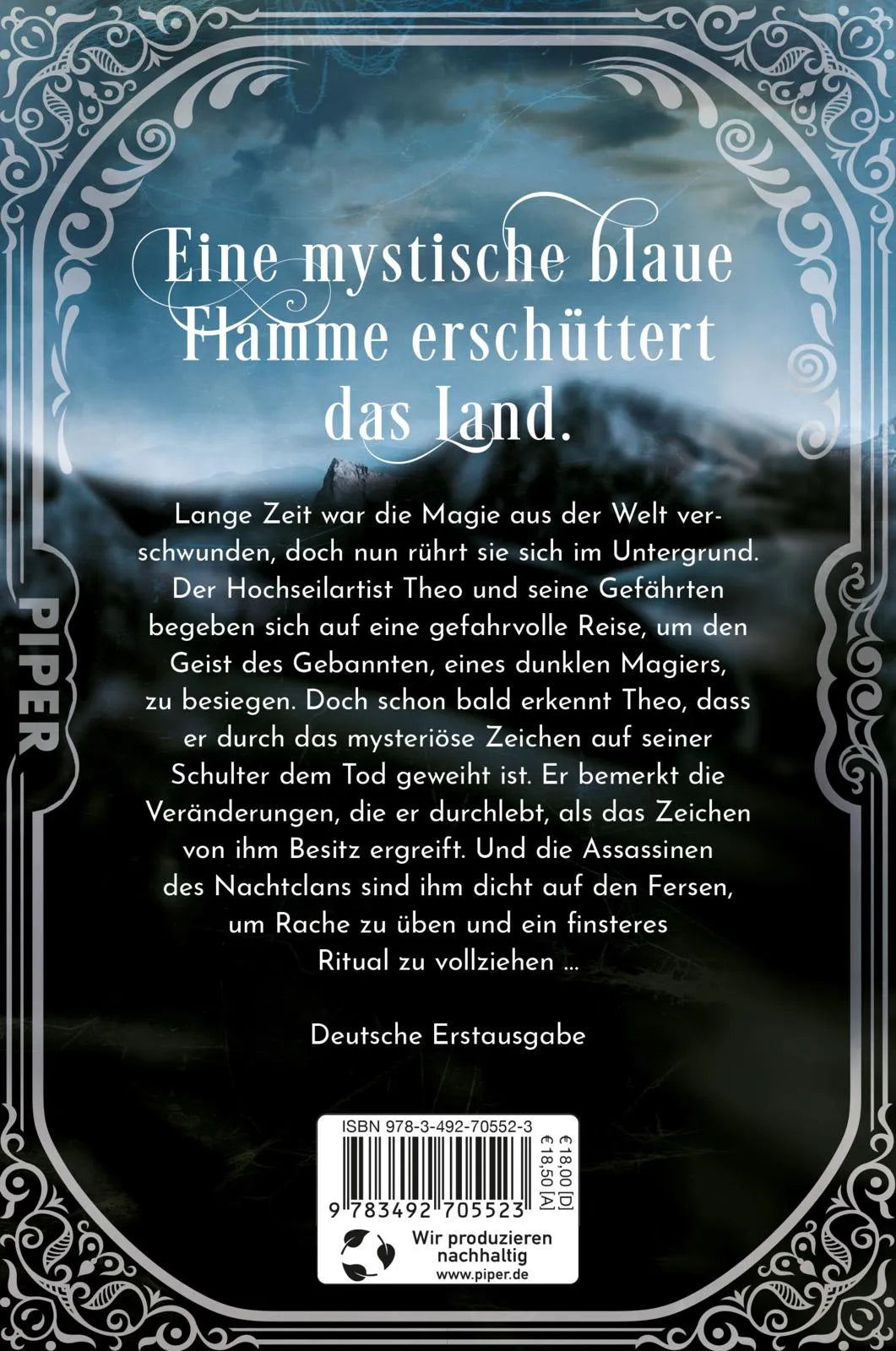 Buchrückseite von 'Der Nachtclan' mit Klappentext - Paperback