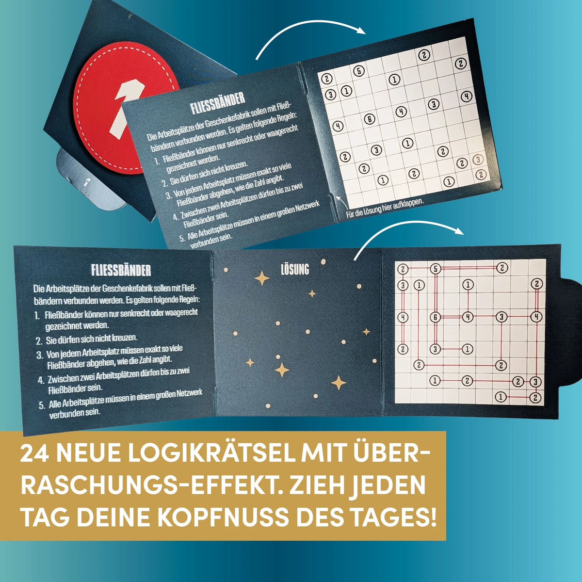 Der neue Kopfnussknacker – Rätsel-Adventskalender (blaue Edition – 2026) – Ansicht