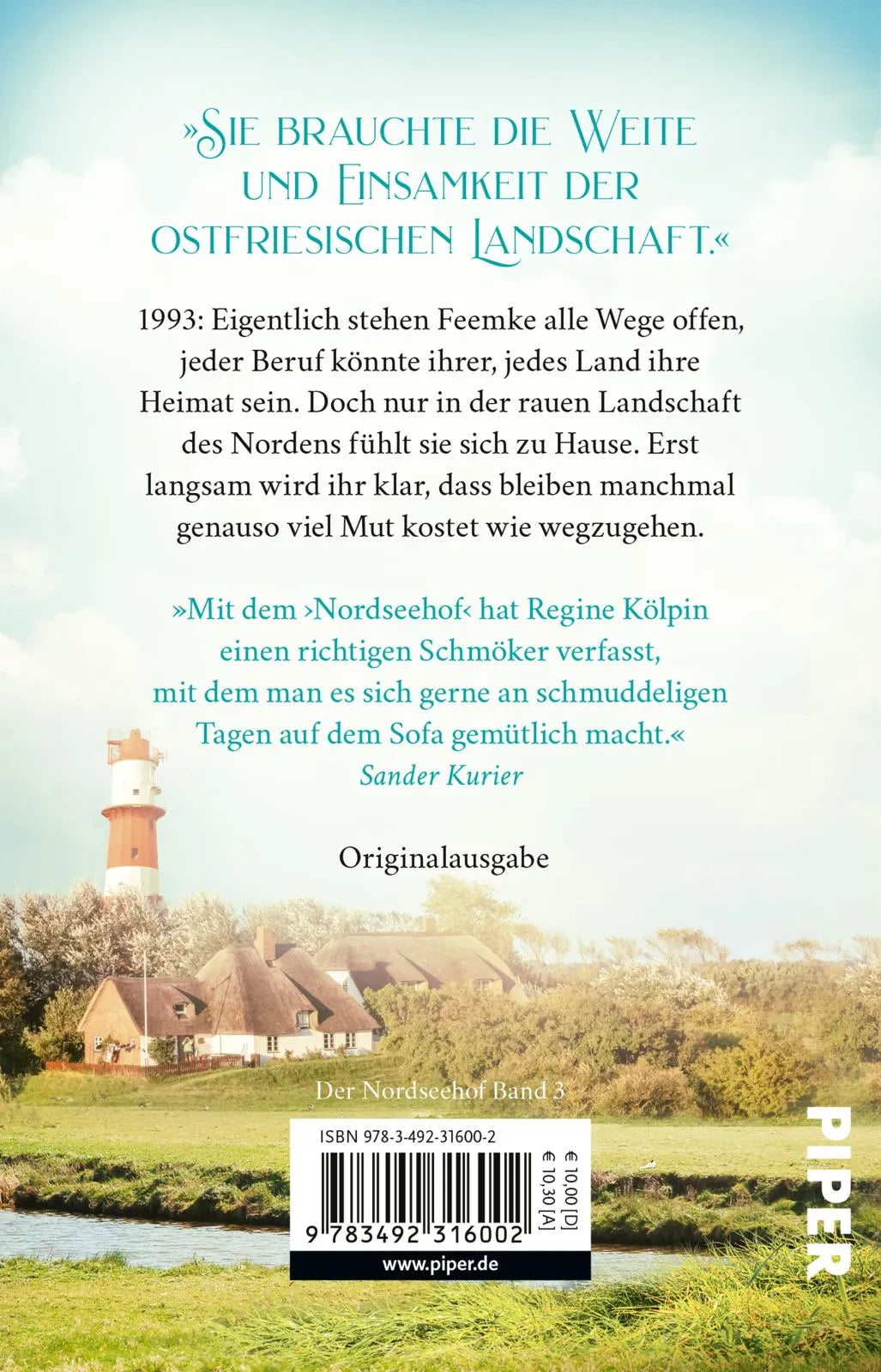 Buchrückseite von 'Der Nordseehof – Als wir den Himmel erobern konnten' mit Klappentext - Taschenbuch