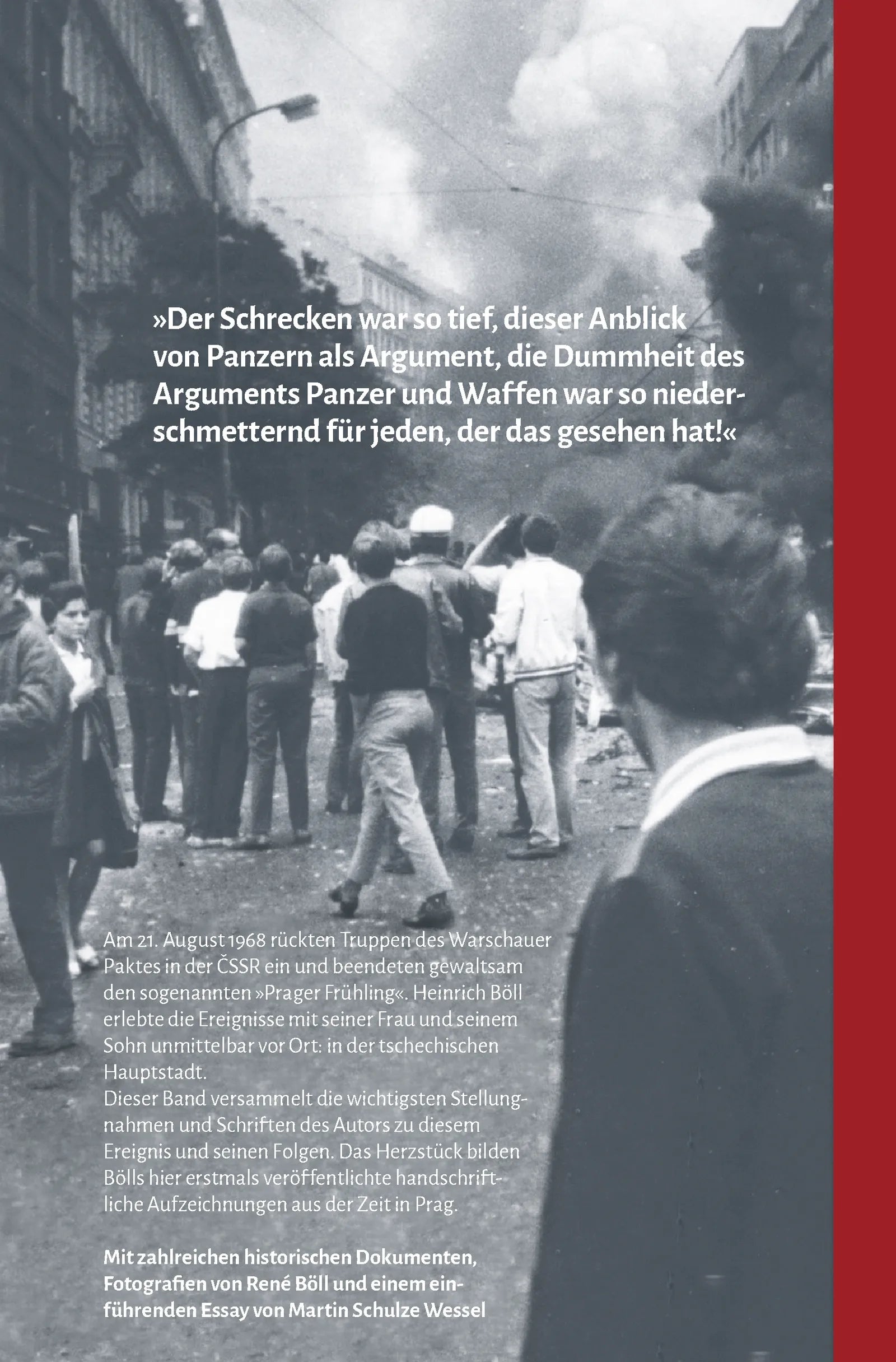 Buchrückseite von 'Der Panzer zielte auf Kafka' mit Klappentext - Gebundene Ausgabe