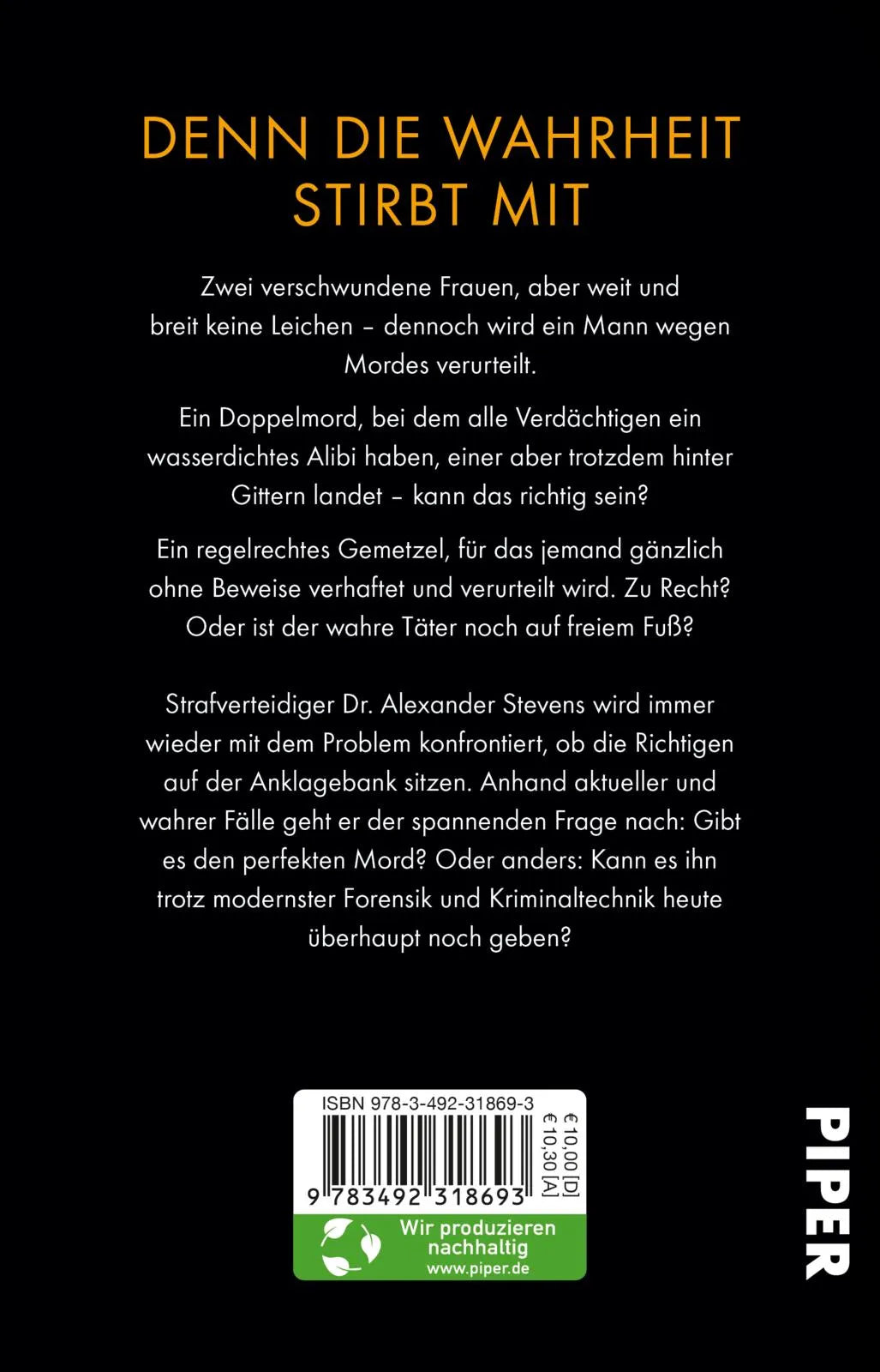 Buchrückseite von 'Der perfekte Mord?' mit Klappentext - Taschenbuch