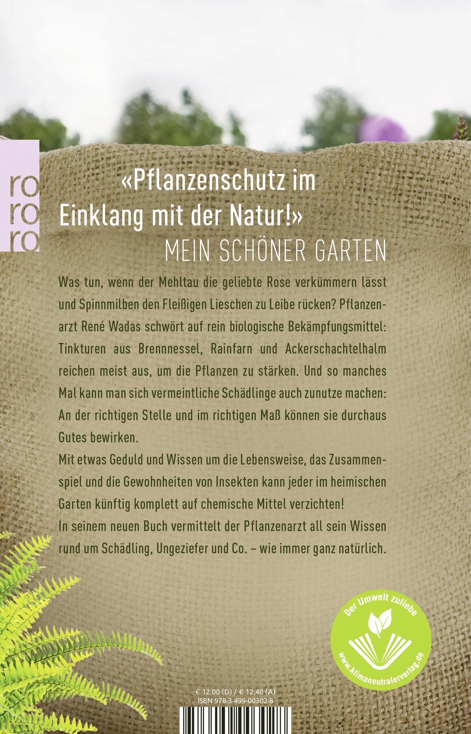 Buchrückseite von 'Der Pflanzenarzt: Ein gesunder Garten ohne Chemie' mit Klappentext - Taschenbuch