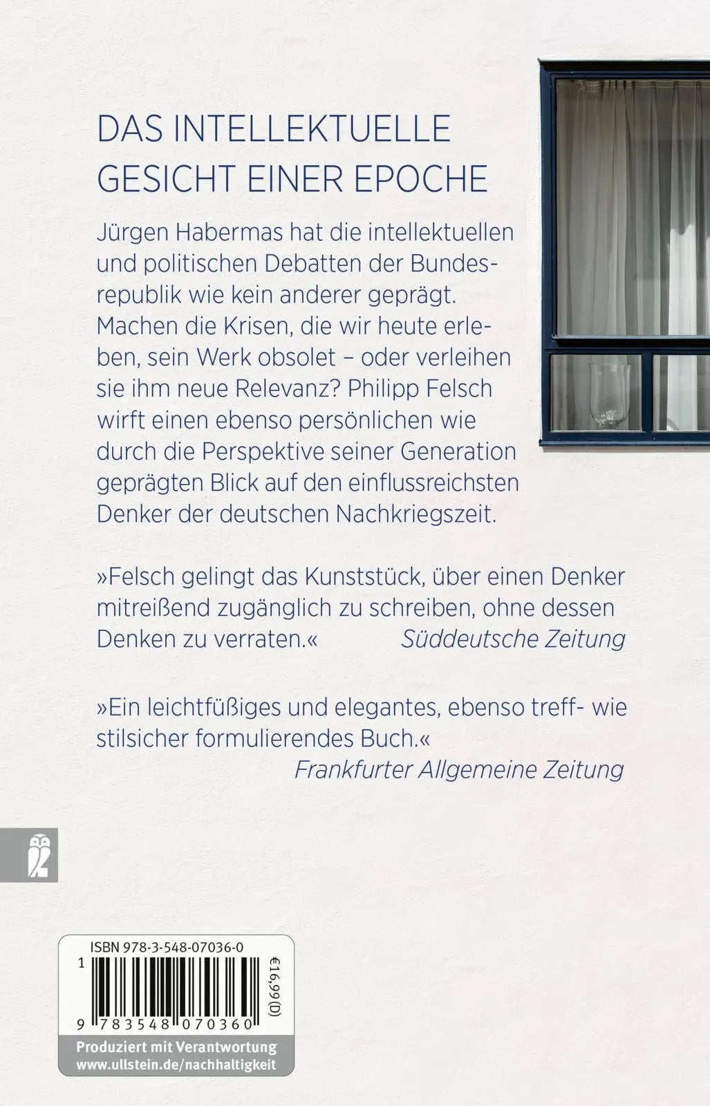 Buchrückseite von 'Der Philosoph' mit Klappentext - Taschenbuch