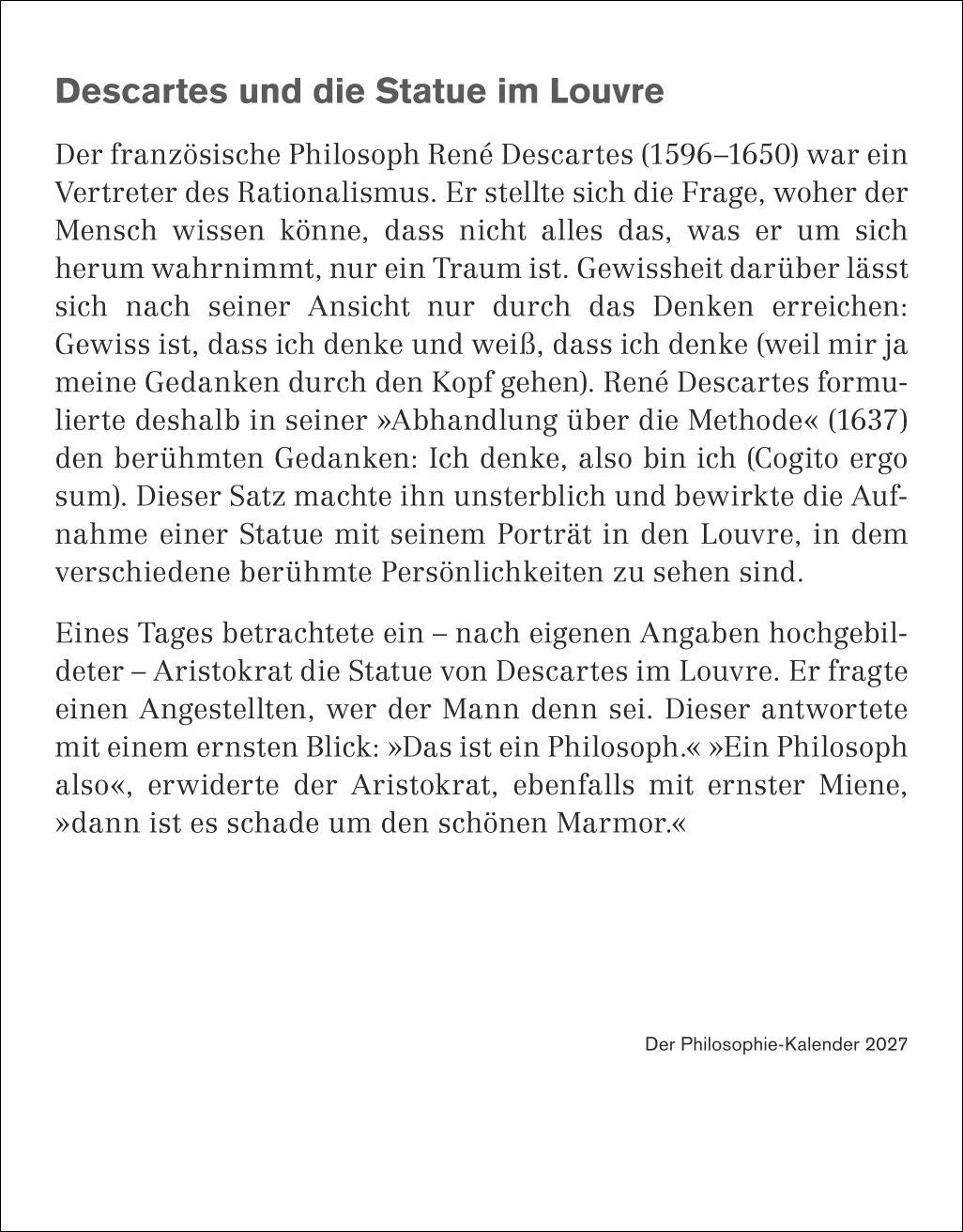 Der Philosophie-Kalender Tagesabreißkalender 2027 – Ansicht